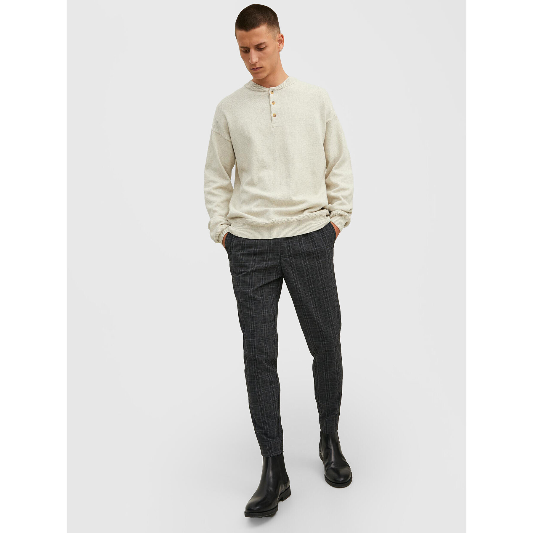 Jack&Jones Текстилни панталони Stace 12212970 Сив Regular Fit - Pepit.bg