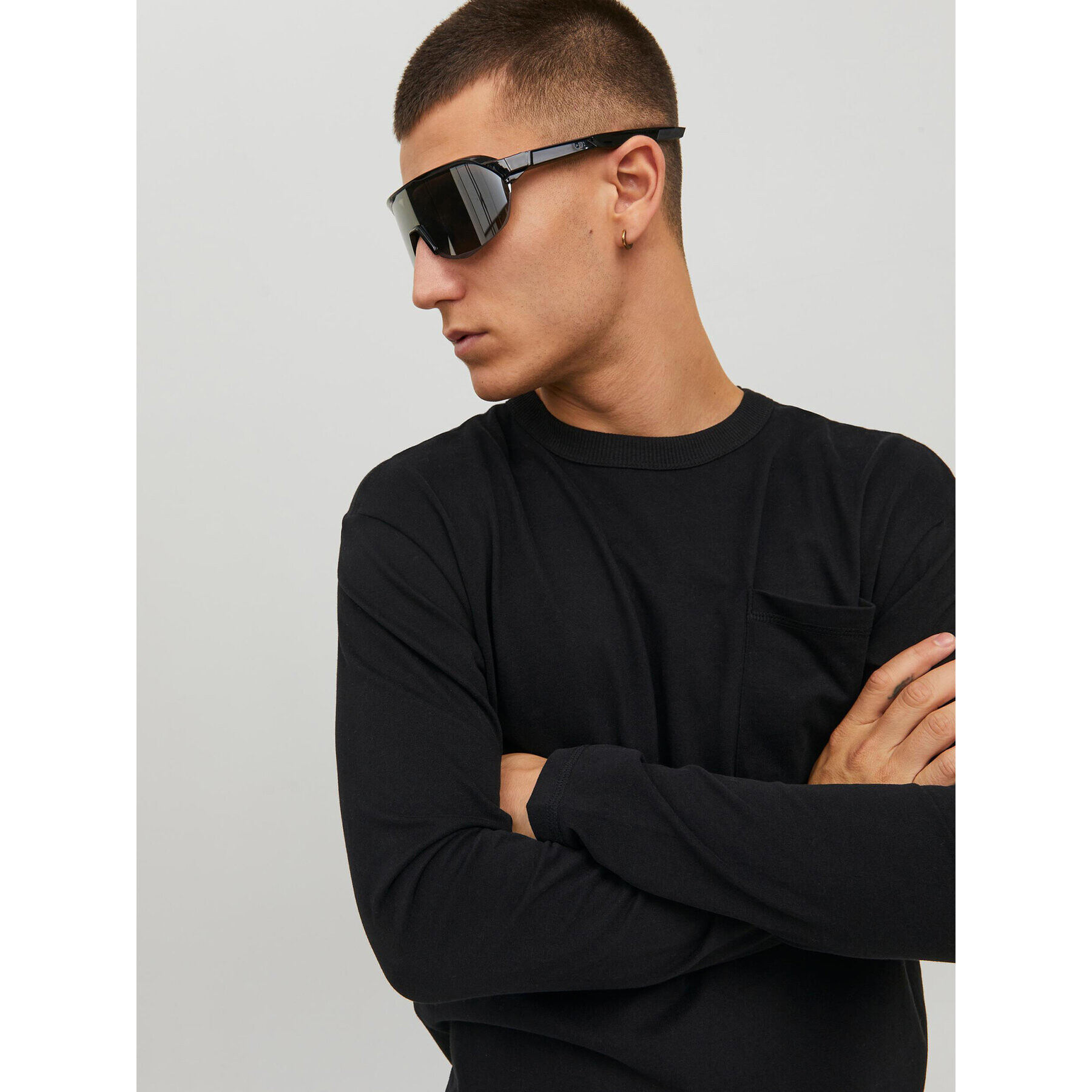 Jack&Jones Тениска с дълъг ръкав Classic 12227674 Черен Relaxed Fit - Pepit.bg