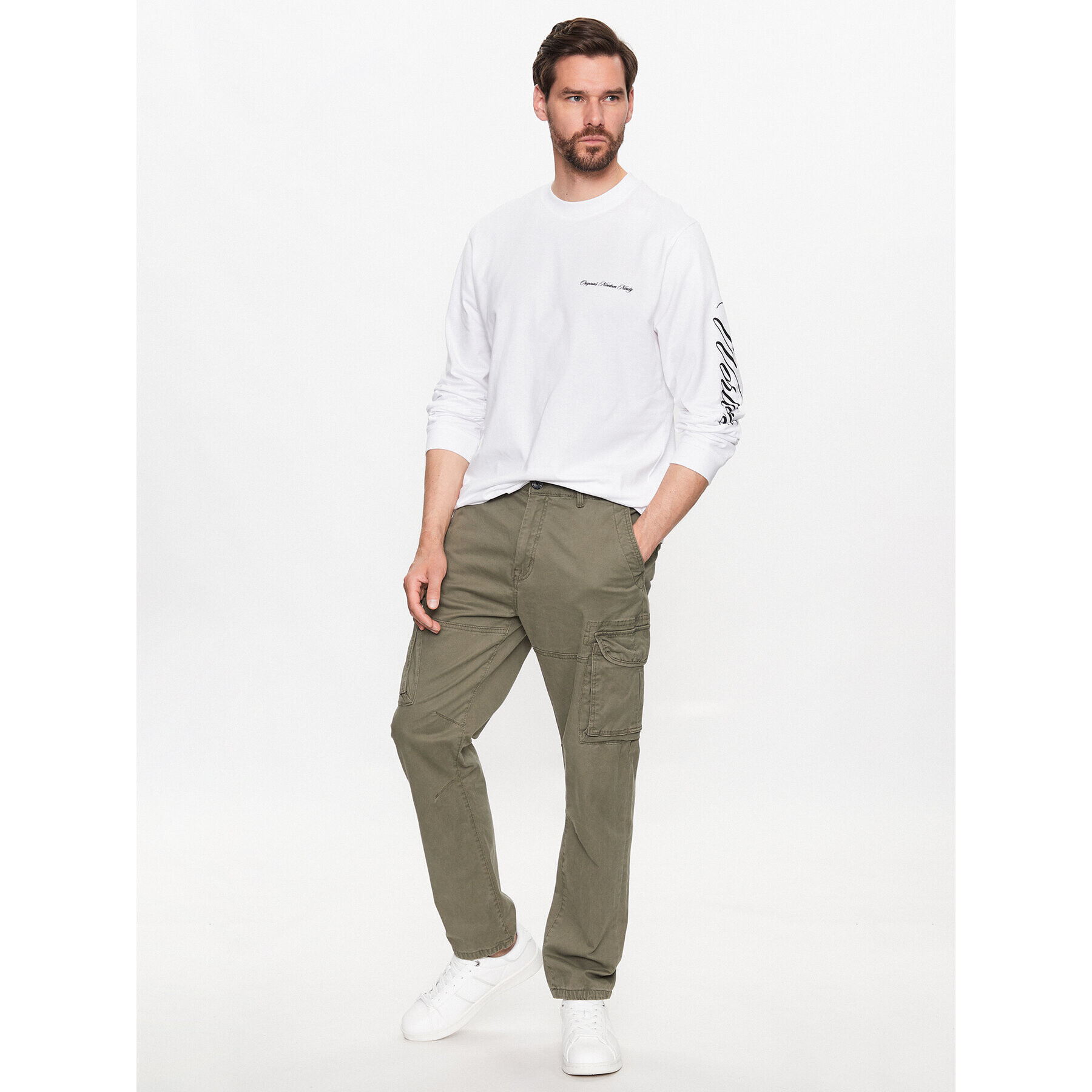 Jack&Jones Тениска с дълъг ръкав Studio 12227722 Бял Regular Fit - Pepit.bg