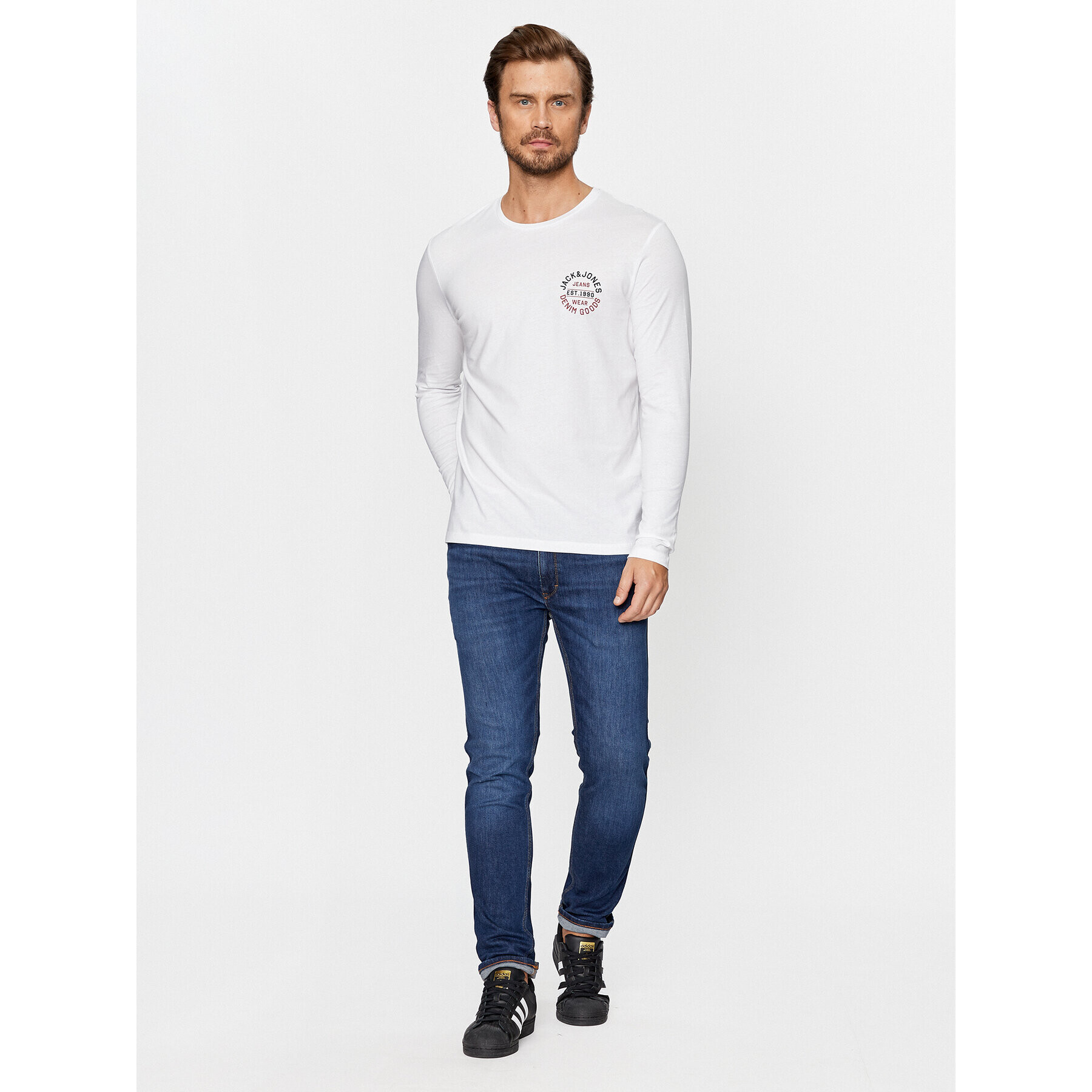 Jack&Jones Тениска с дълъг ръкав 12235747 Бял Regular Fit - Pepit.bg