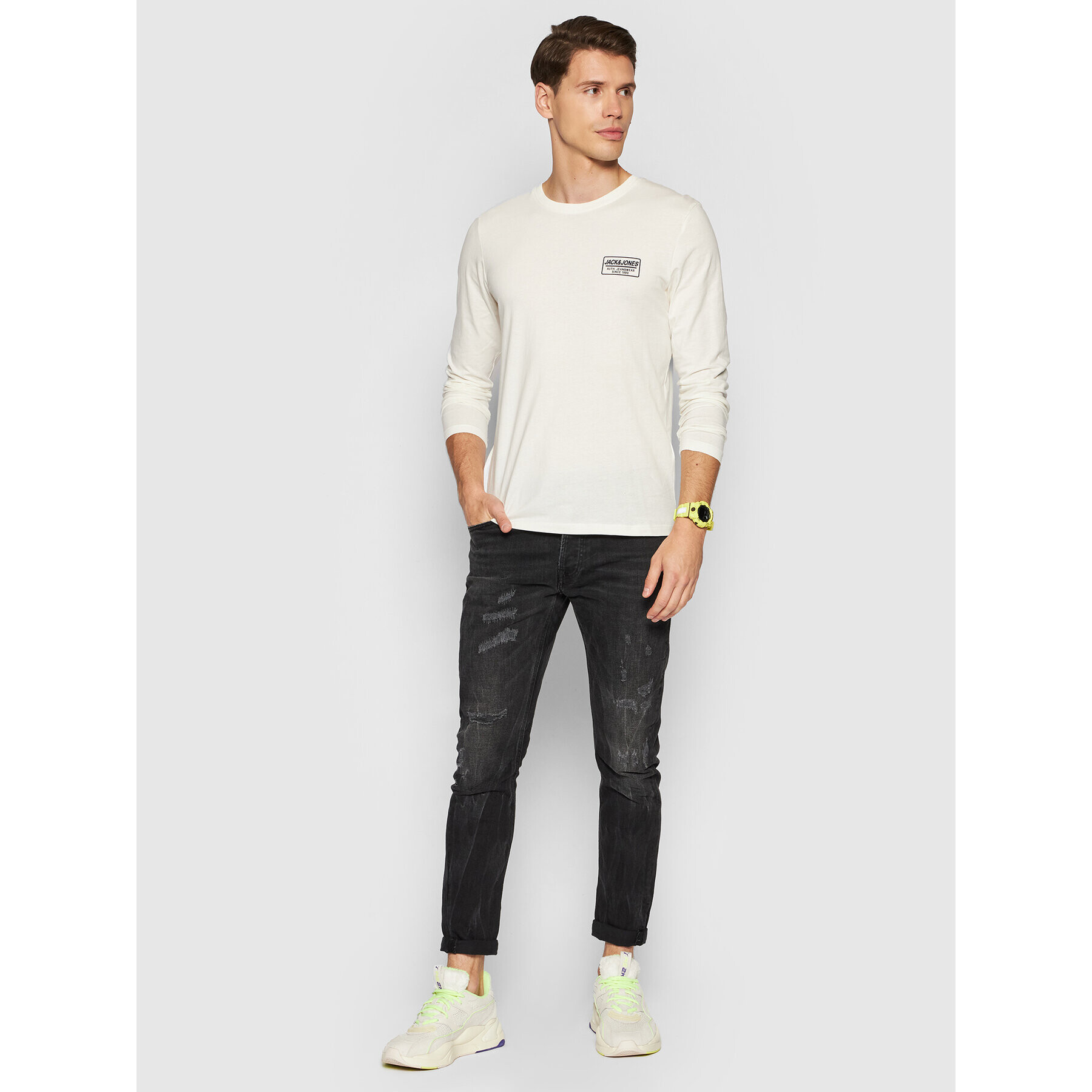 Jack&Jones Тениска с дълъг ръкав Archie 12193726 Бежов Standard Fit - Pepit.bg