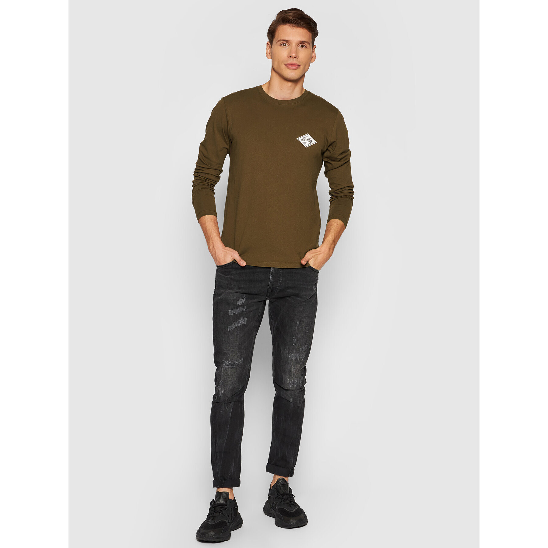 Jack&Jones Тениска с дълъг ръкав Archie 12193726 Кафяв Standard Fit - Pepit.bg