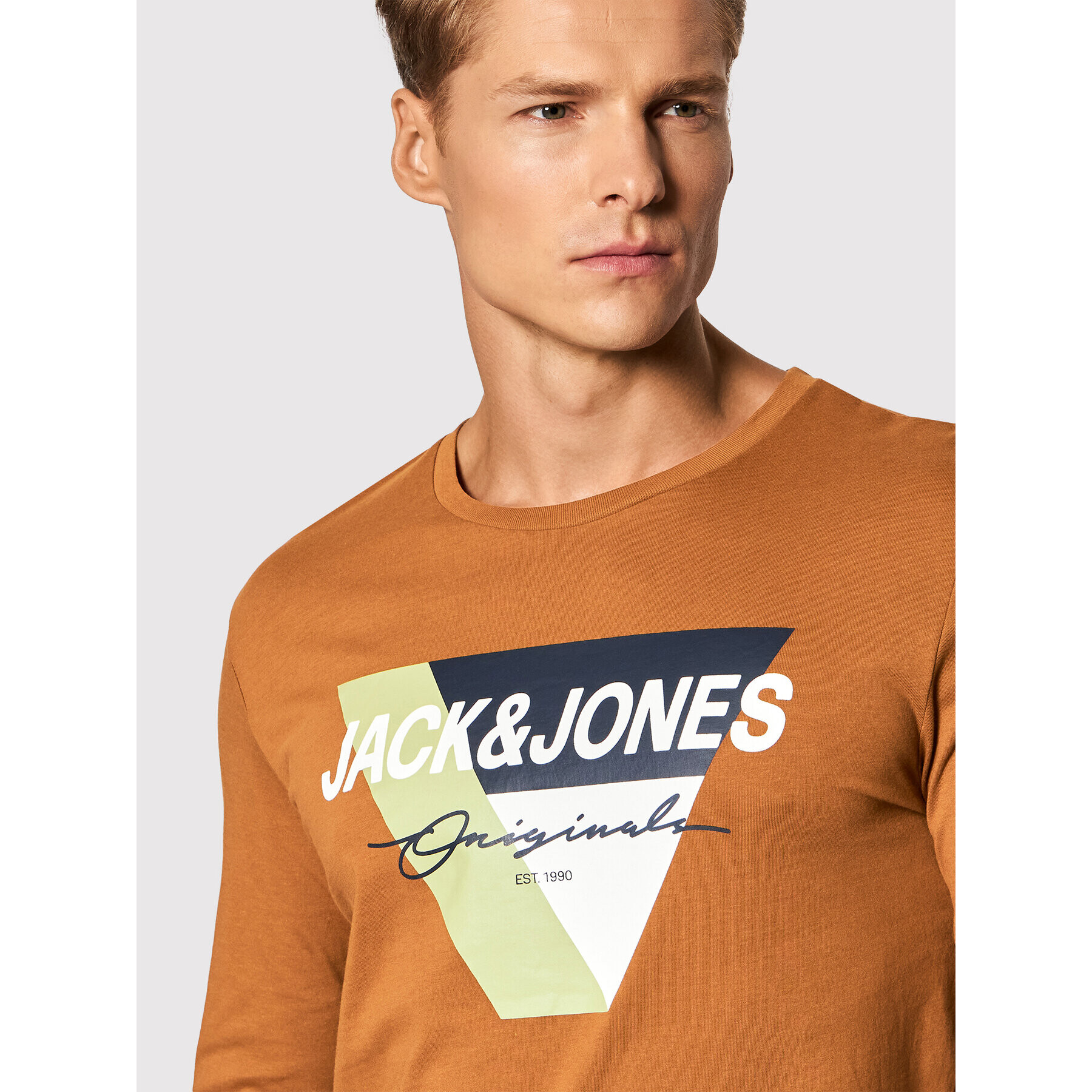 Jack&Jones Тениска с дълъг ръкав Mason 12196647 Кафяв Regular Fit - Pepit.bg