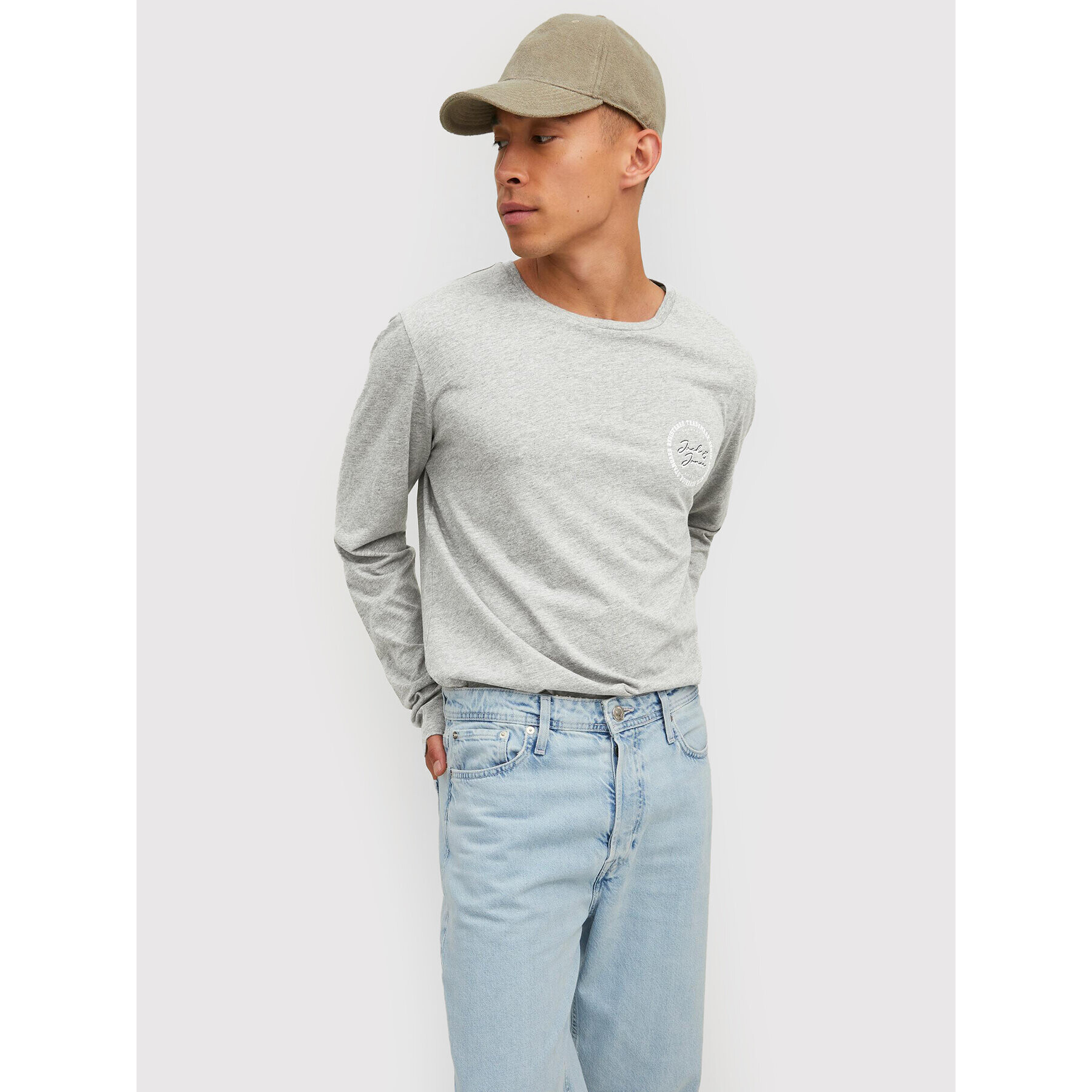 Jack&Jones Тениска с дълъг ръкав Stamp 12211357 Сив Regular Fit - Pepit.bg