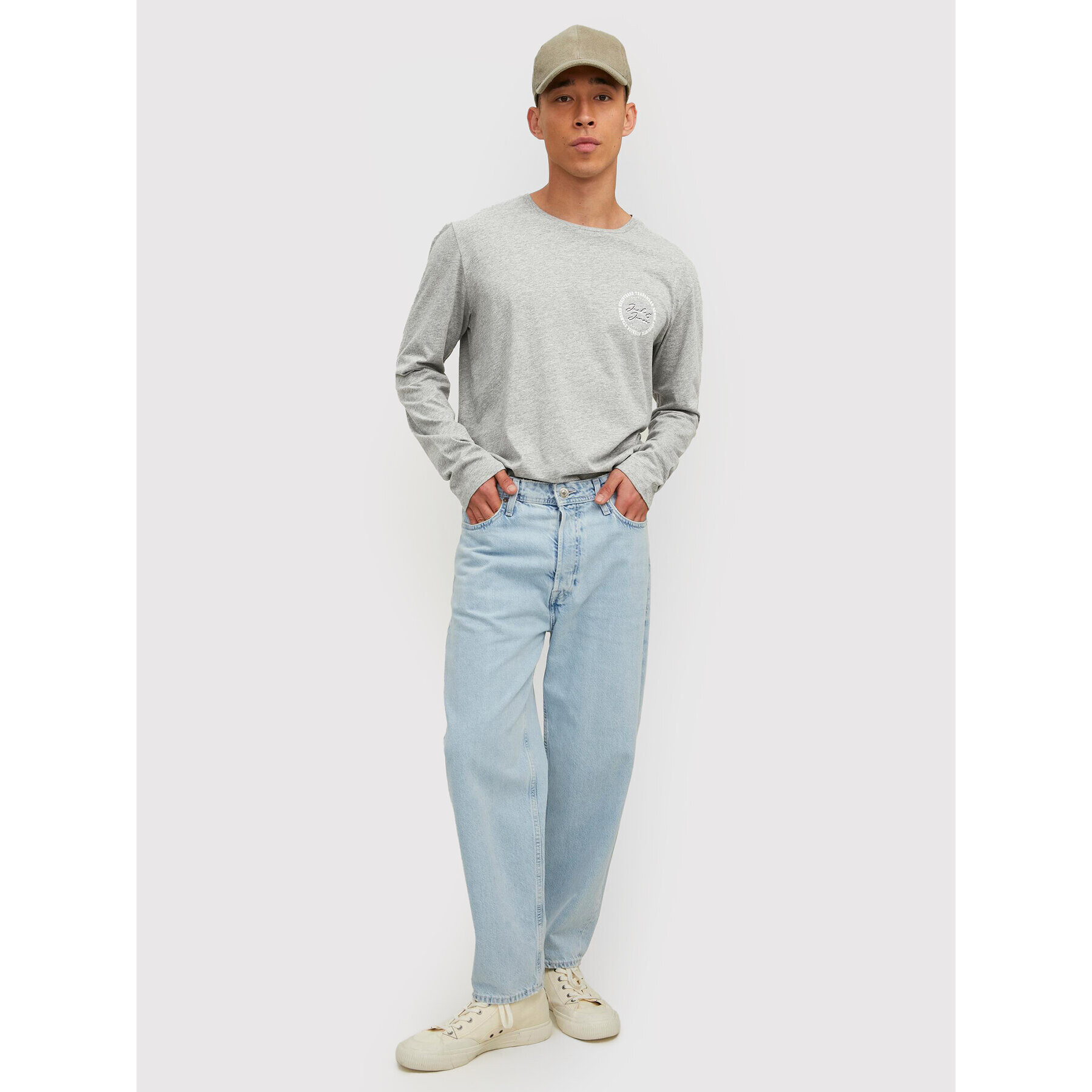 Jack&Jones Тениска с дълъг ръкав Stamp 12211357 Сив Regular Fit - Pepit.bg