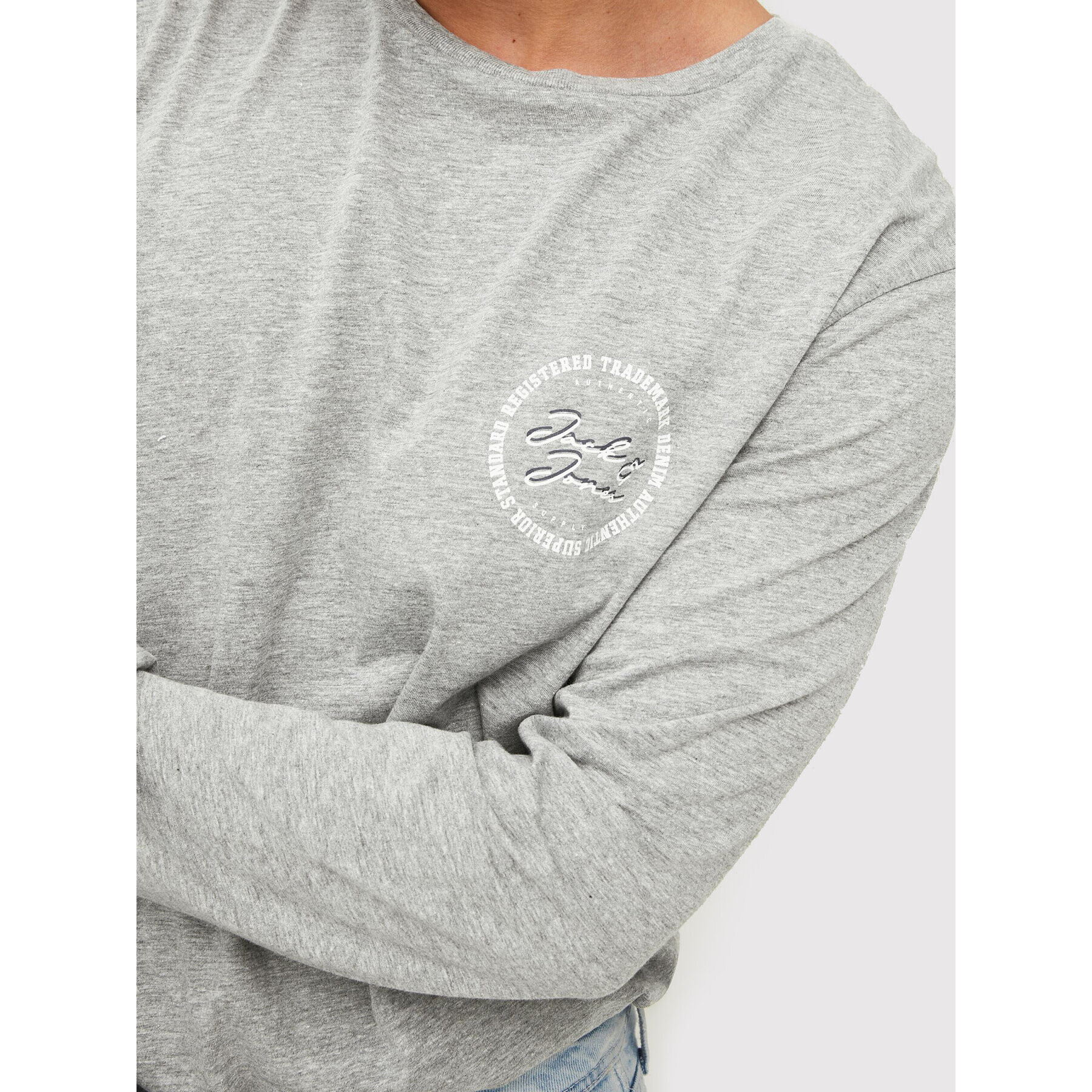 Jack&Jones Тениска с дълъг ръкав Stamp 12211357 Сив Regular Fit - Pepit.bg