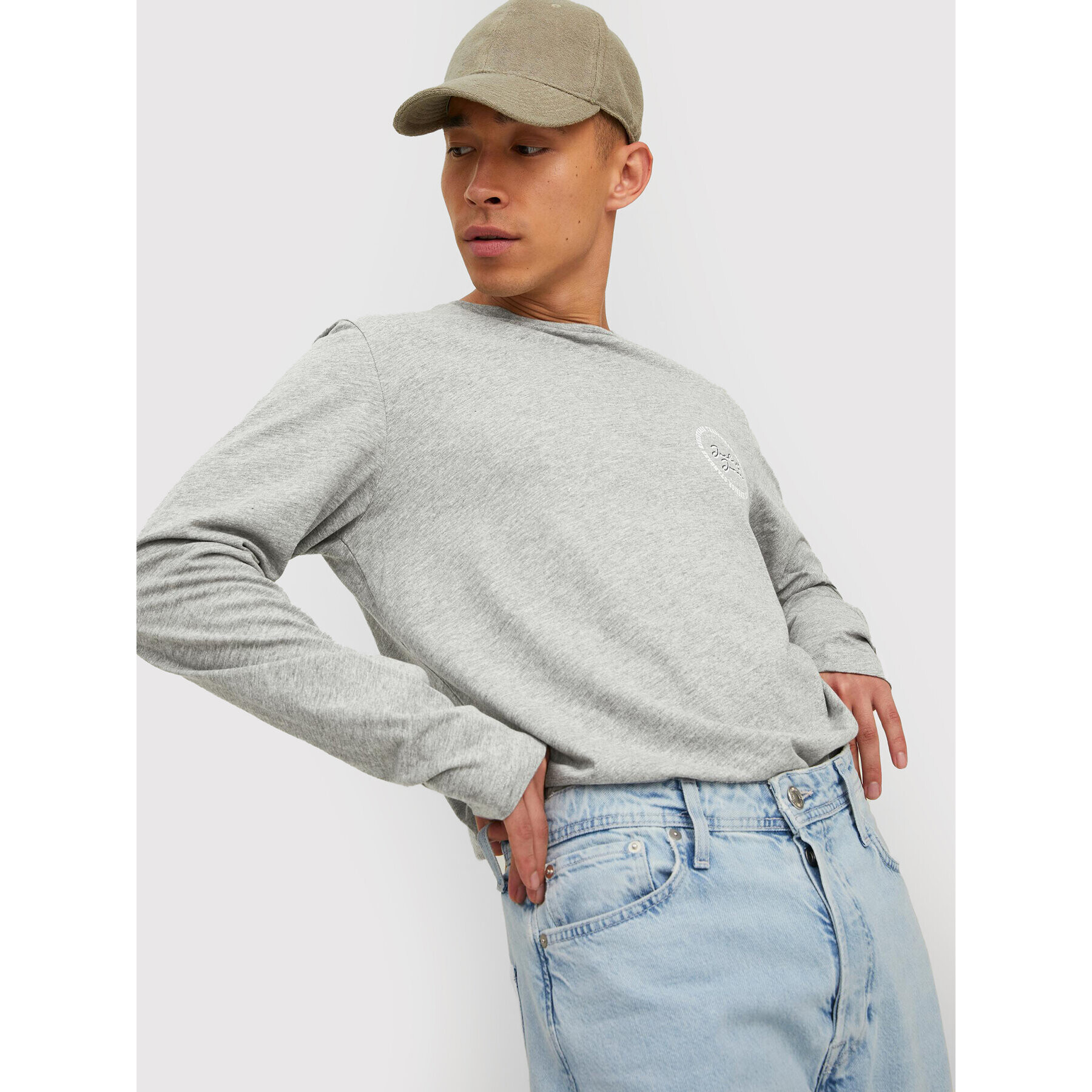 Jack&Jones Тениска с дълъг ръкав Stamp 12211357 Сив Regular Fit - Pepit.bg