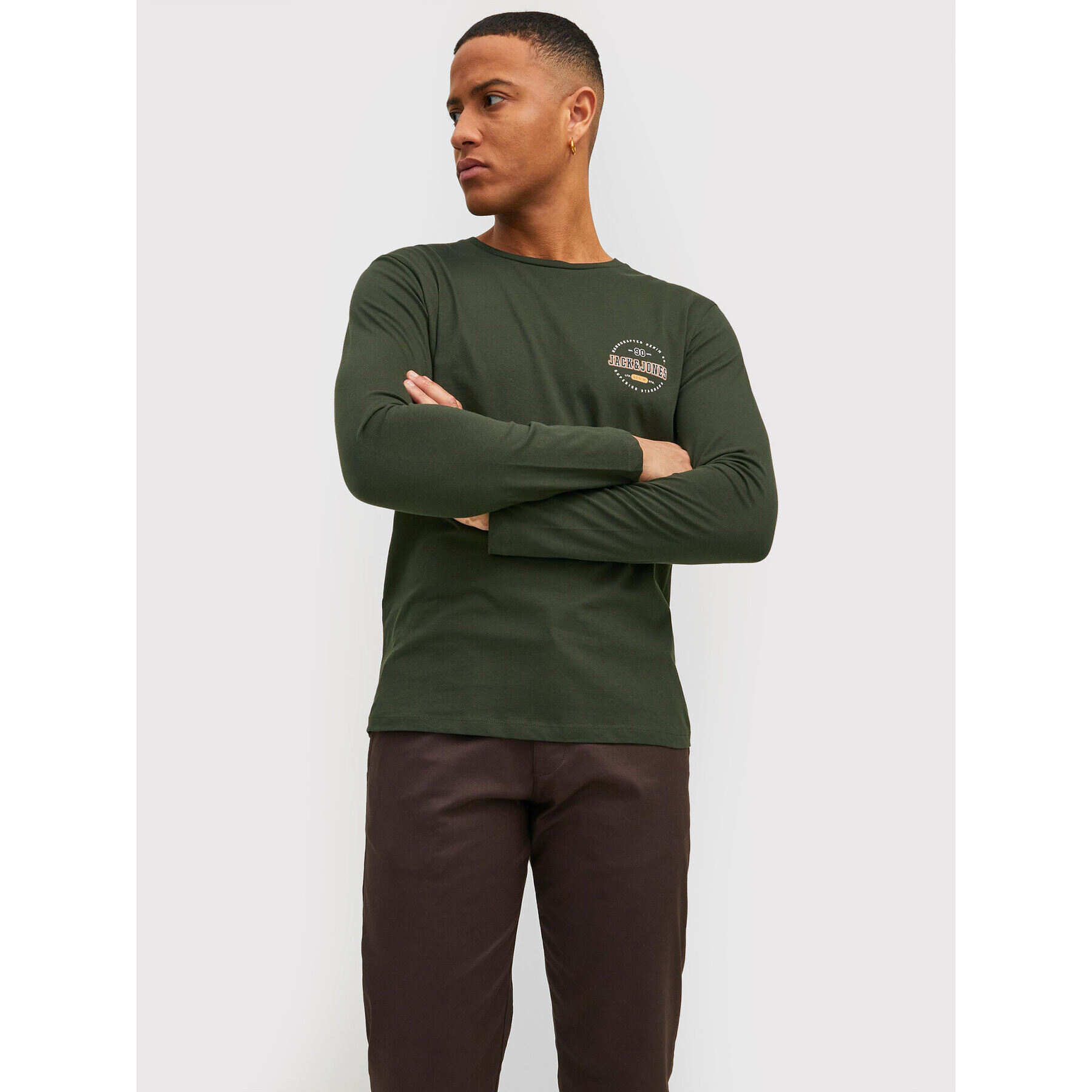 Jack&Jones Тениска с дълъг ръкав Stamp 12211357 Зелен Regular Fit - Pepit.bg