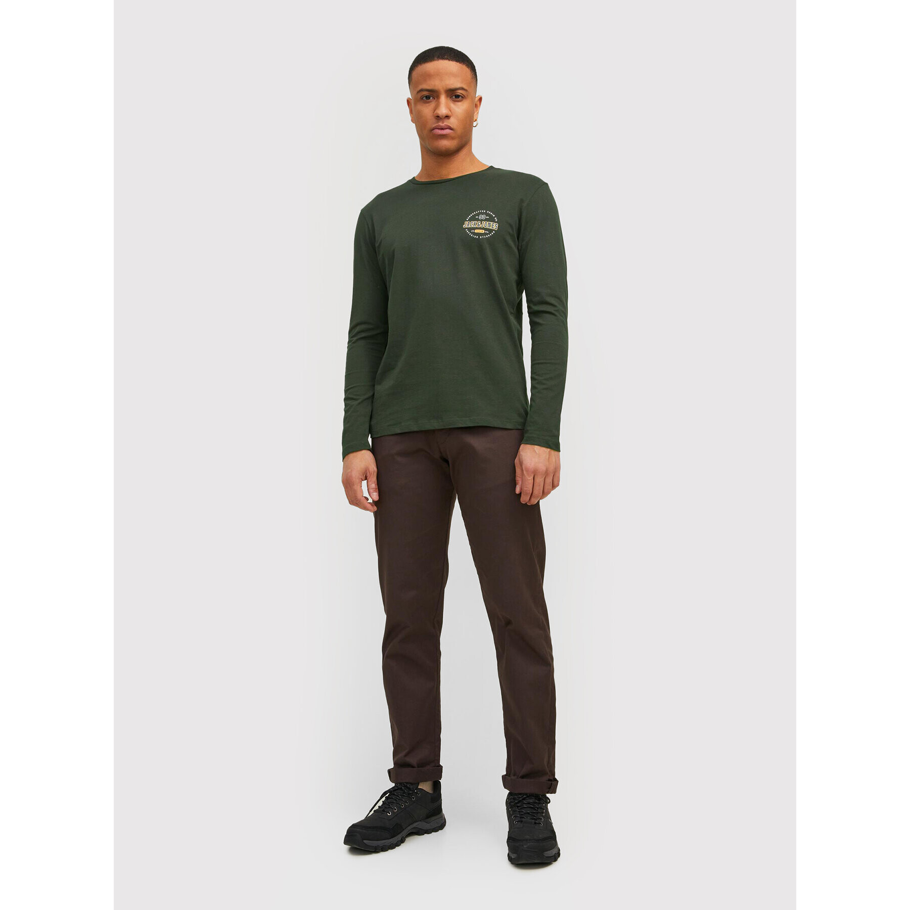 Jack&Jones Тениска с дълъг ръкав Stamp 12211357 Зелен Regular Fit - Pepit.bg
