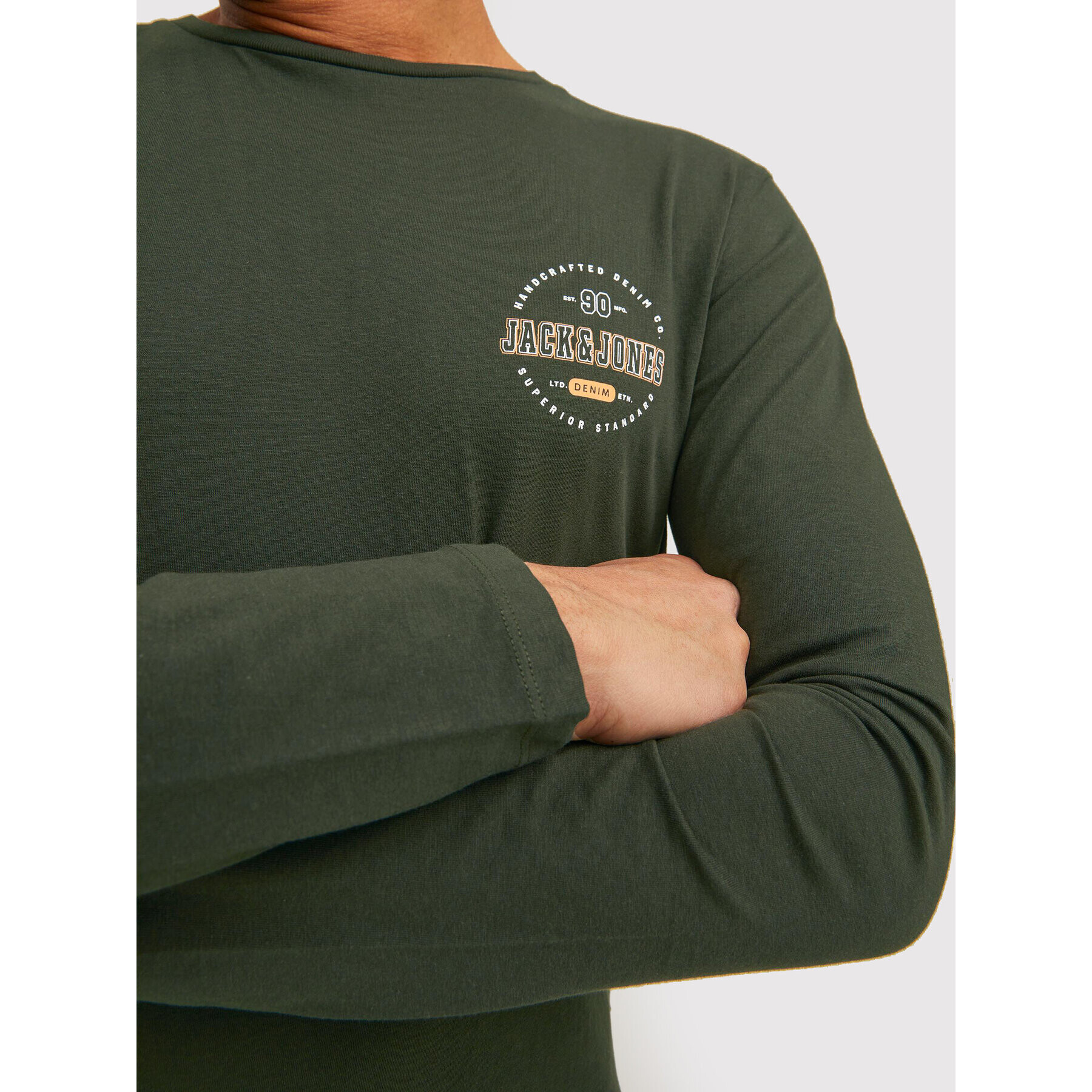 Jack&Jones Тениска с дълъг ръкав Stamp 12211357 Зелен Regular Fit - Pepit.bg