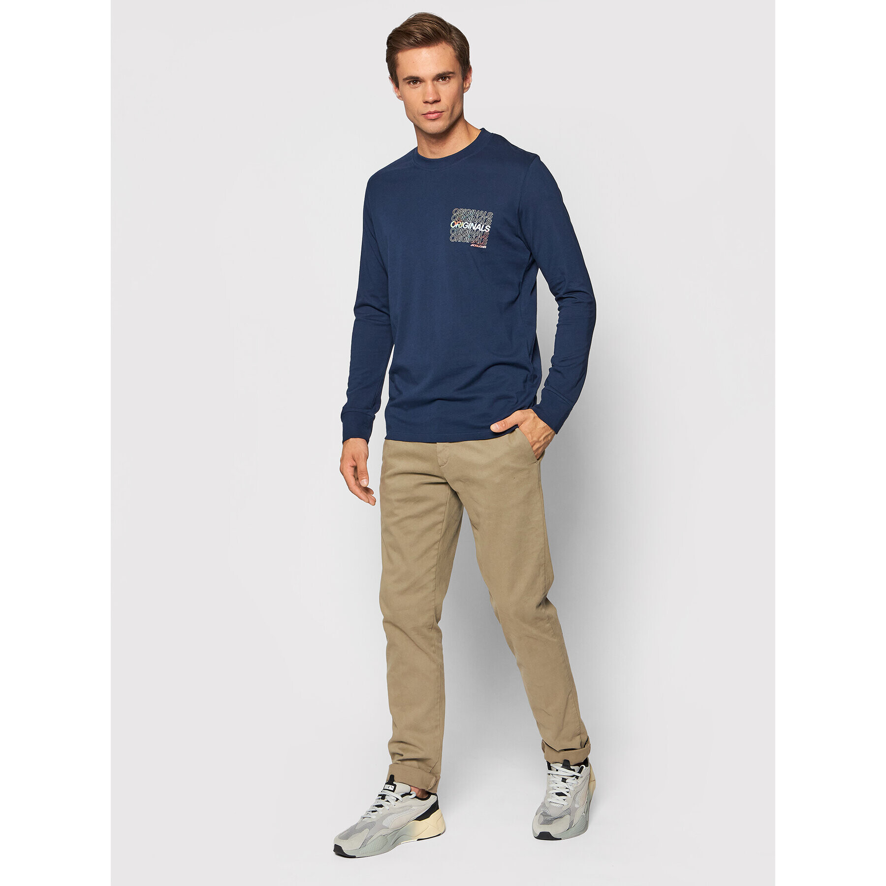 Jack&Jones Тениска с дълъг ръкав Swirl 12193659 Тъмносин Regular Fit - Pepit.bg