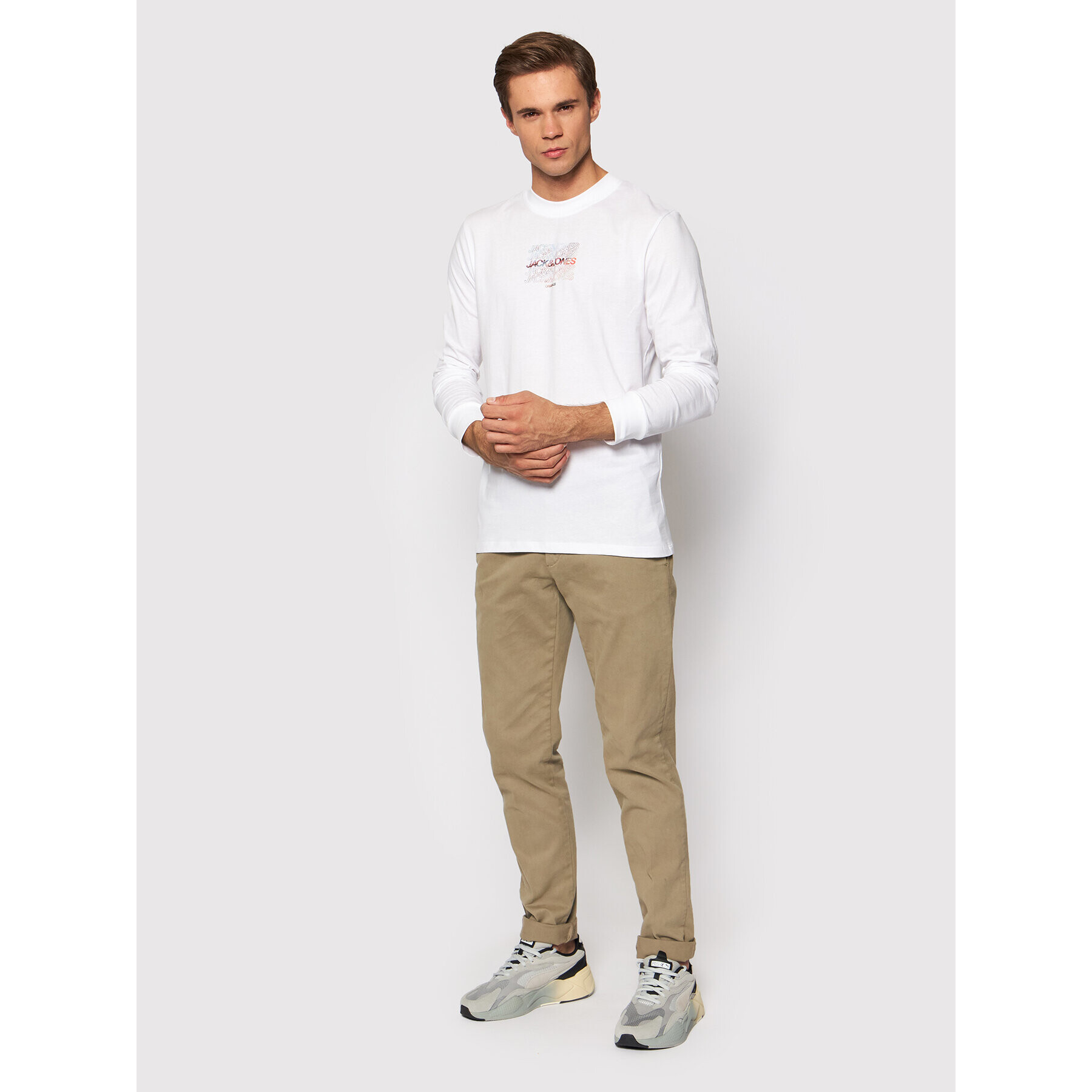 Jack&Jones Тениска с дълъг ръкав Swirl 2193659 Бял Regular Fit - Pepit.bg