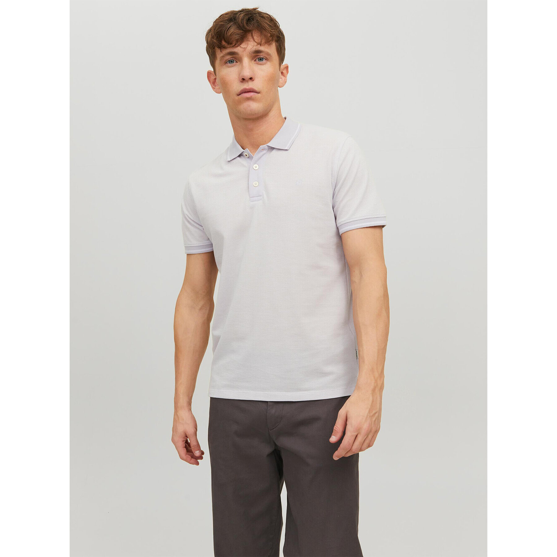 Jack&Jones Тениска с яка и копчета Bluwin 12169064 Сив Regular Fit - Pepit.bg