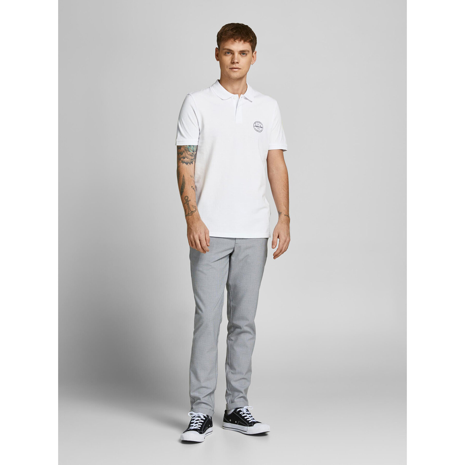 Jack&Jones Тениска с яка и копчета Shark 12205025 Бял Slim Fit - Pepit.bg