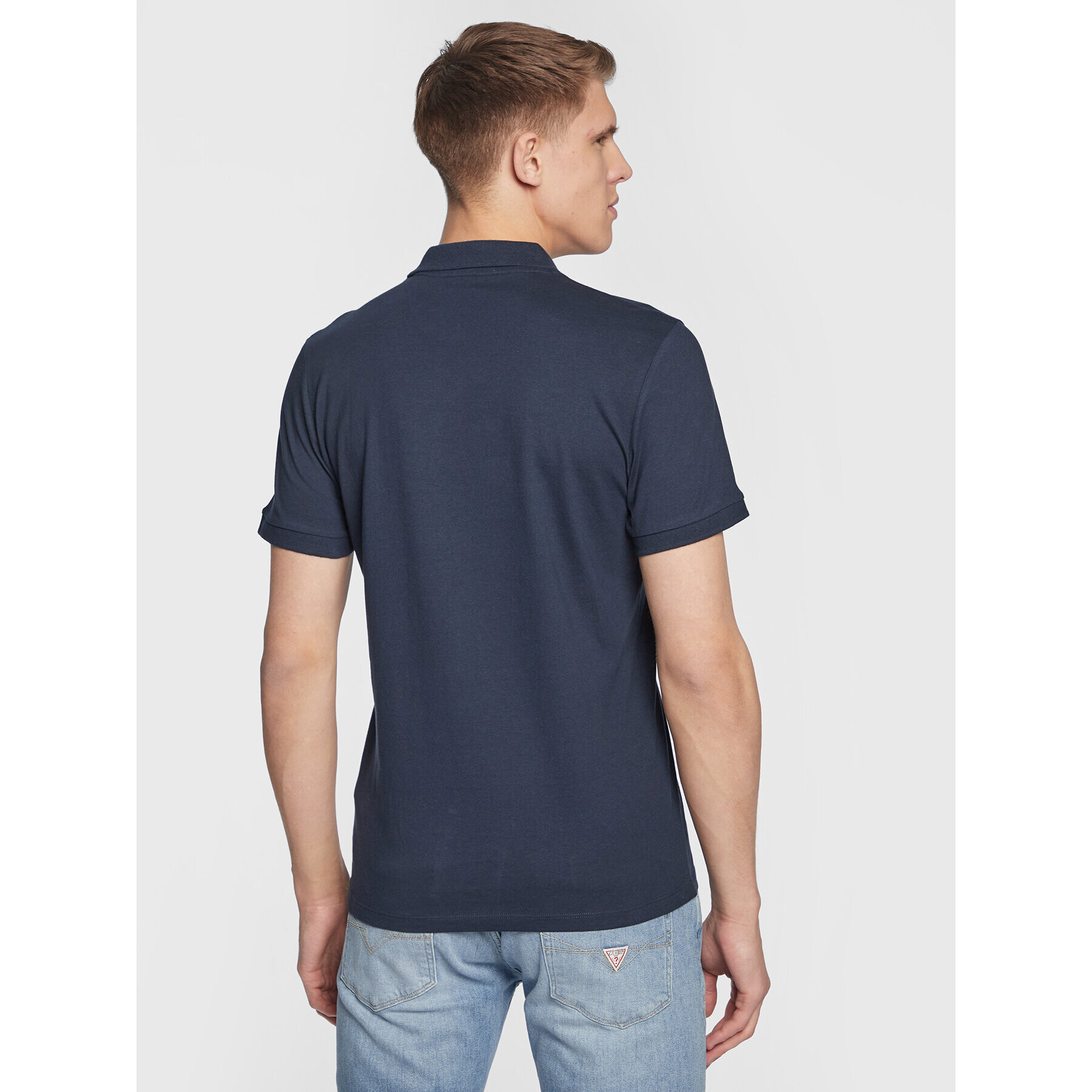 Jack&Jones Тениска с яка и копчета Andy 12223714 Тъмносин Regular Fit - Pepit.bg