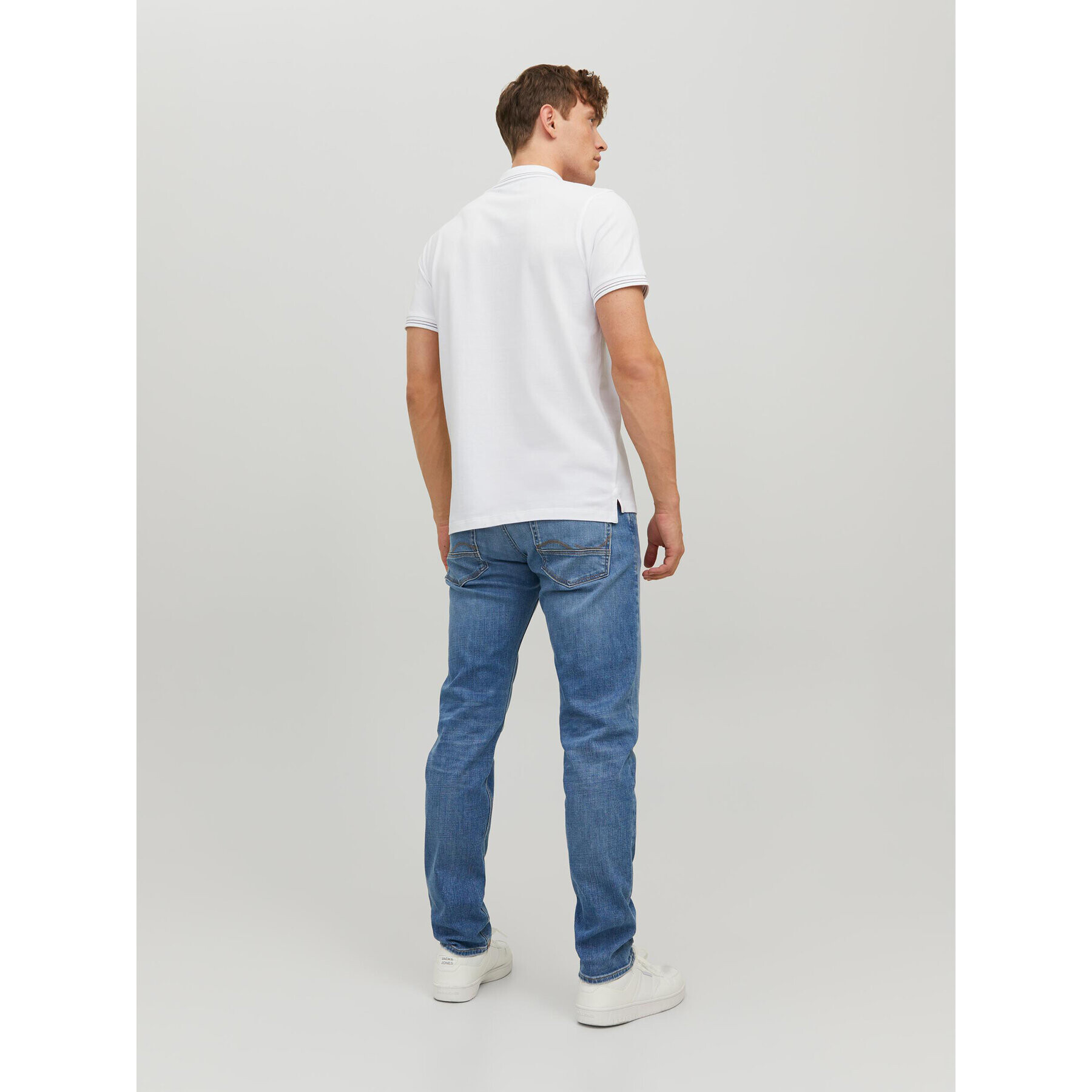 Jack&Jones Тениска с яка и копчета 12228843 Бял Regular Fit - Pepit.bg