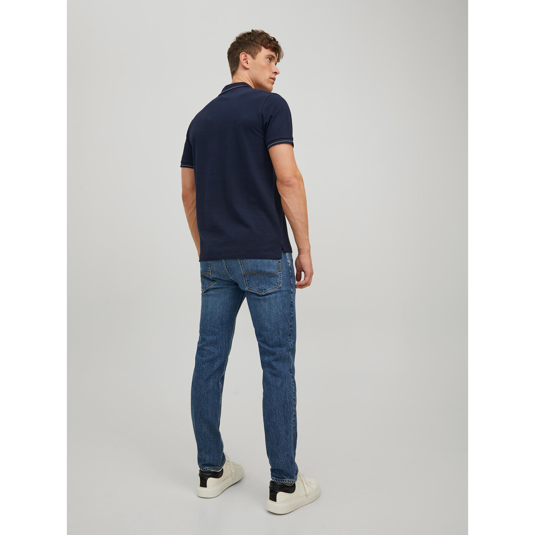 Jack&Jones Тениска с яка и копчета 12228843 Тъмносин American Fit - Pepit.bg