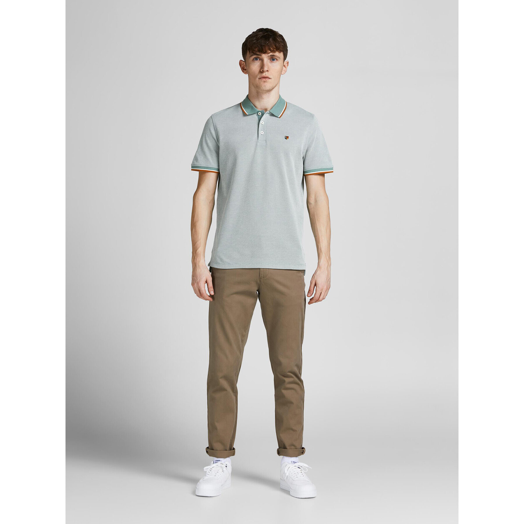 Jack&Jones Тениска с яка и копчета Bluwin 12169064 Зелен Regular Fit - Pepit.bg