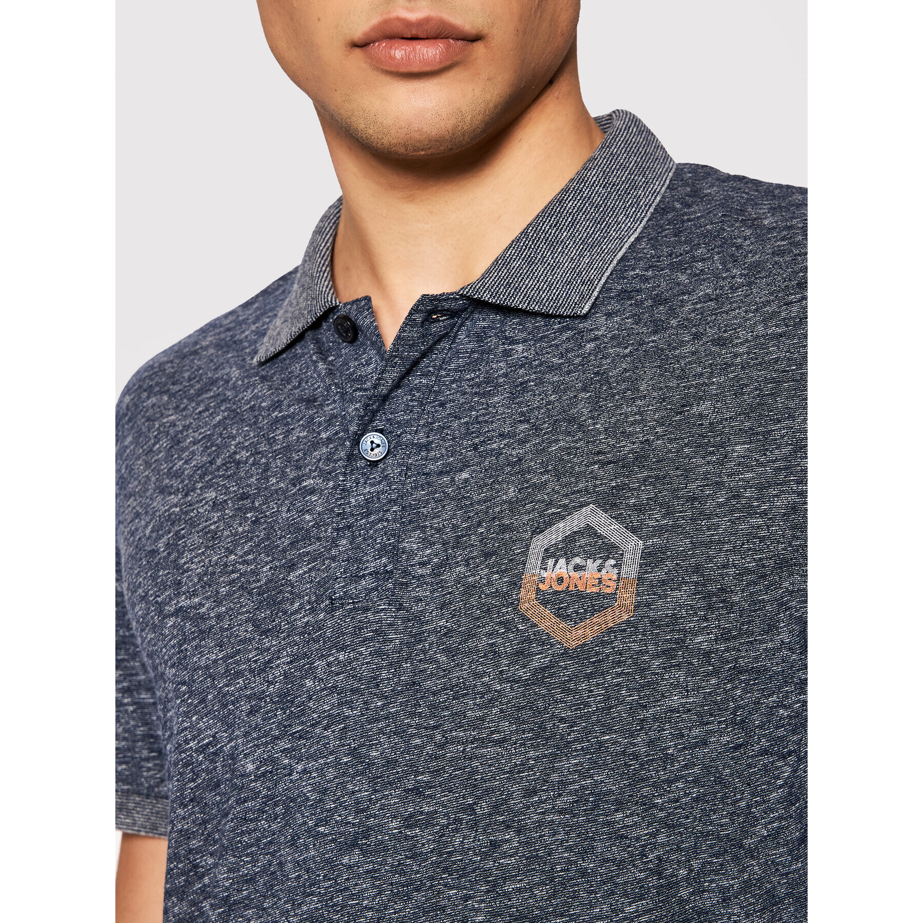 Jack&Jones Тениска с яка и копчета Elight 12182651 Тъмносин Regular Fit - Pepit.bg