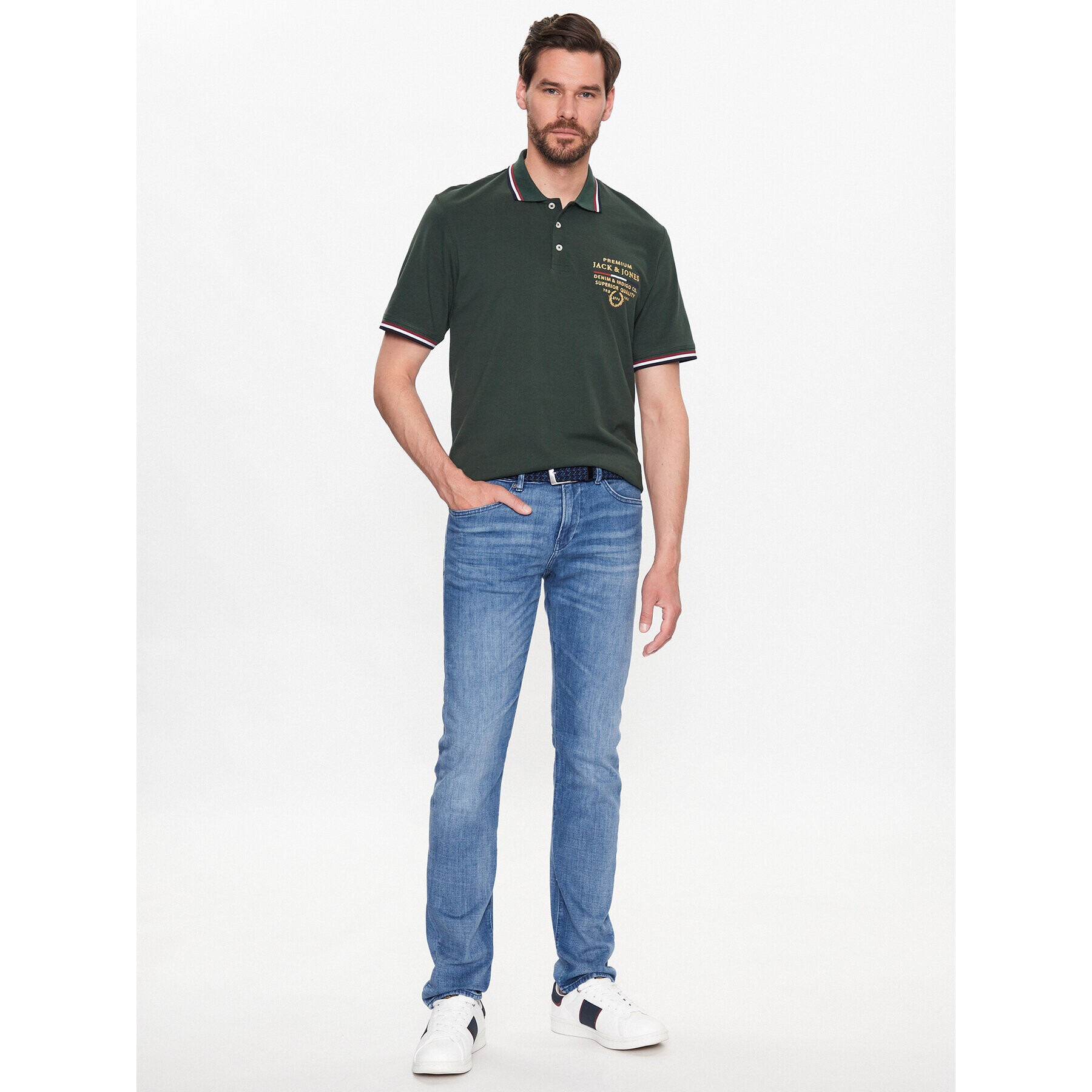 Jack&Jones Тениска с яка и копчета Lucas 12236306 Зелен Regular Fit - Pepit.bg