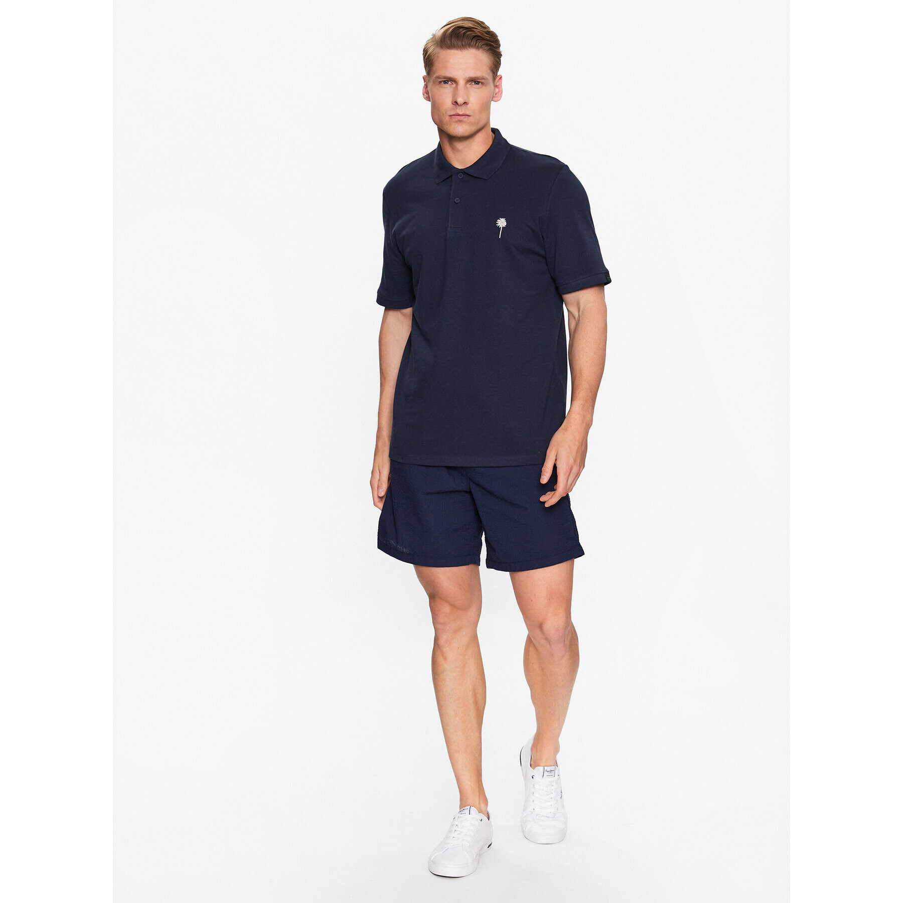 Jack&Jones Тениска с яка и копчета Palma 12234292 Тъмносин Standard Fit - Pepit.bg