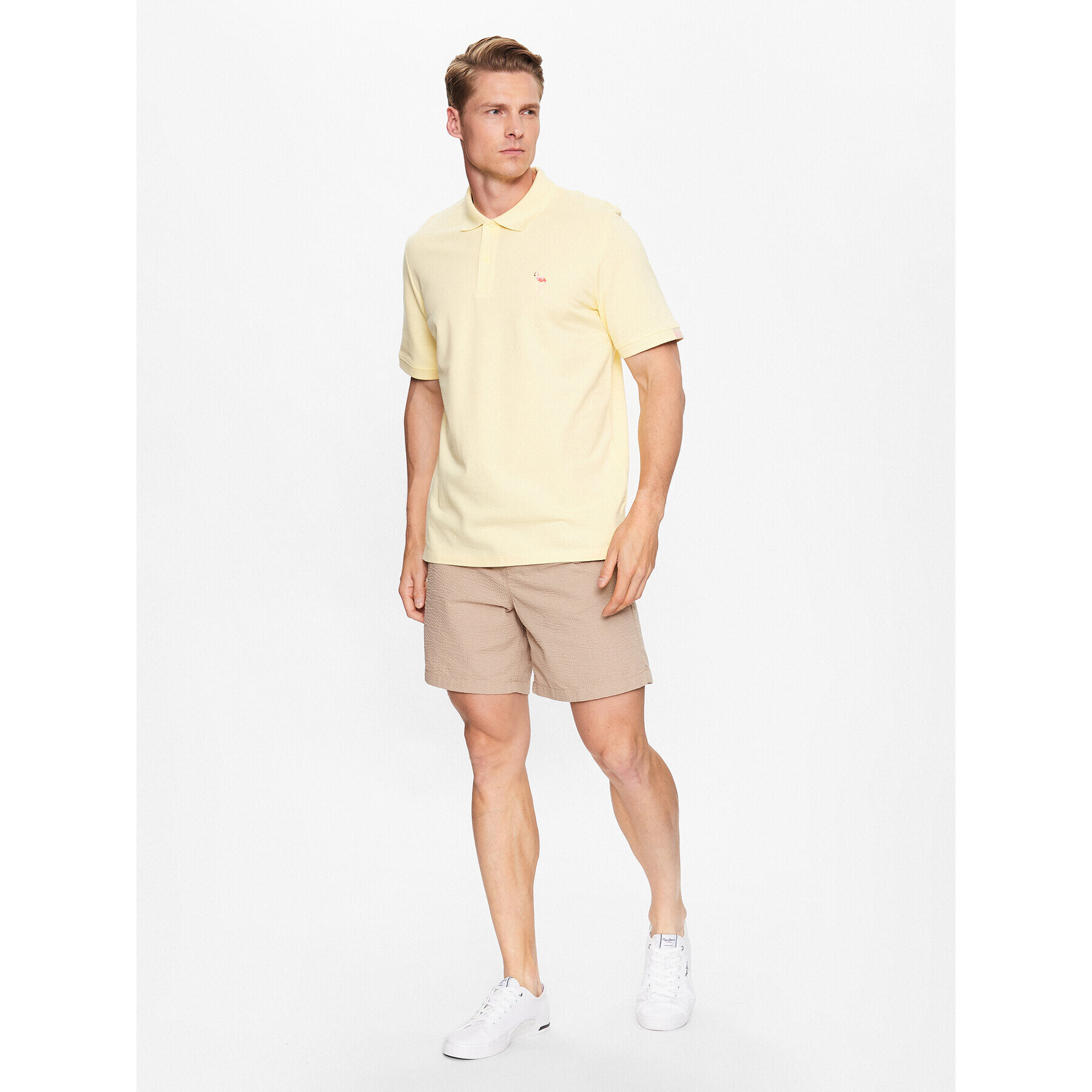 Jack&Jones Тениска с яка и копчета Palma 12234292 Жълт Standard Fit - Pepit.bg