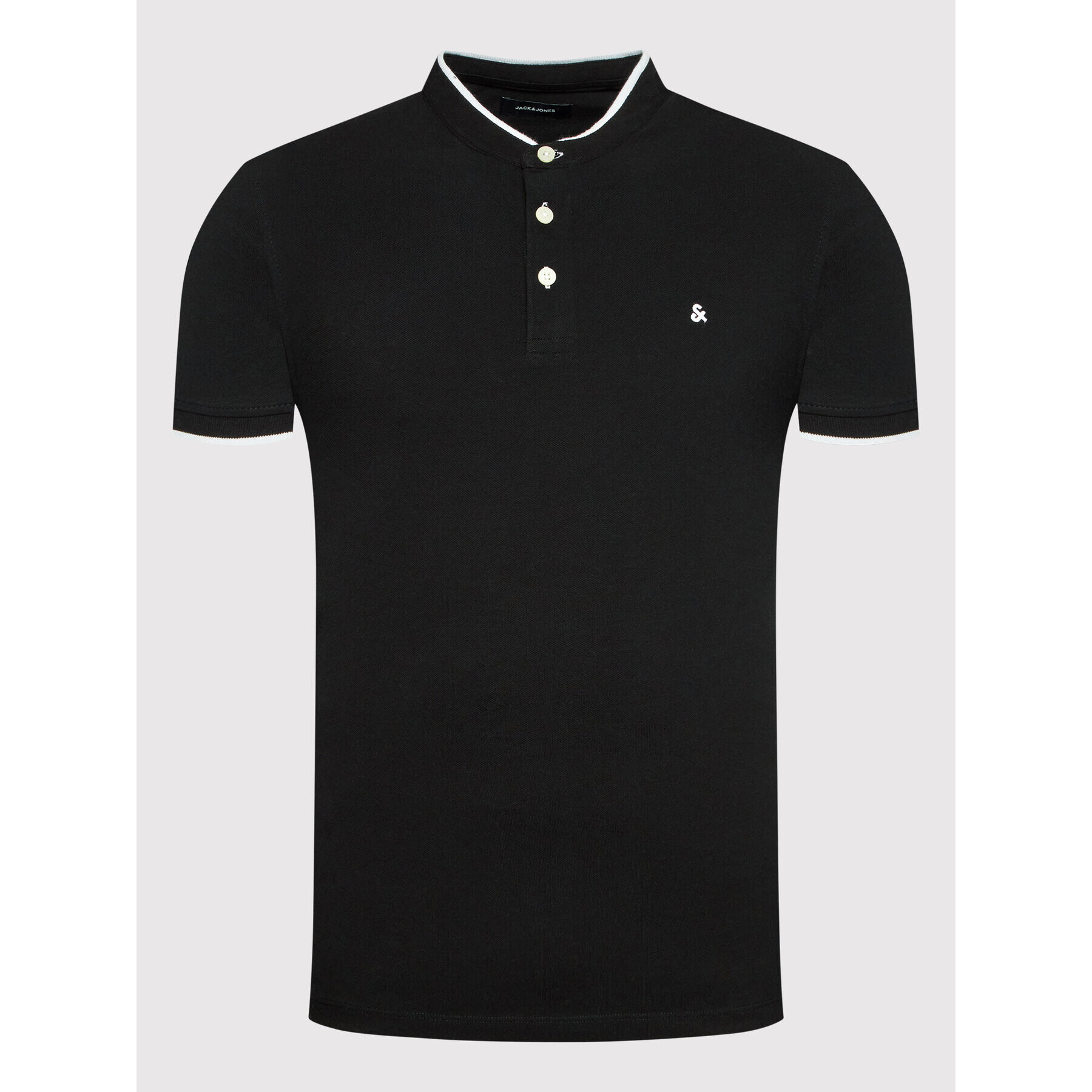 Jack&Jones Тениска с яка и копчета Paulos 12199711 Черен Regular Fit - Pepit.bg