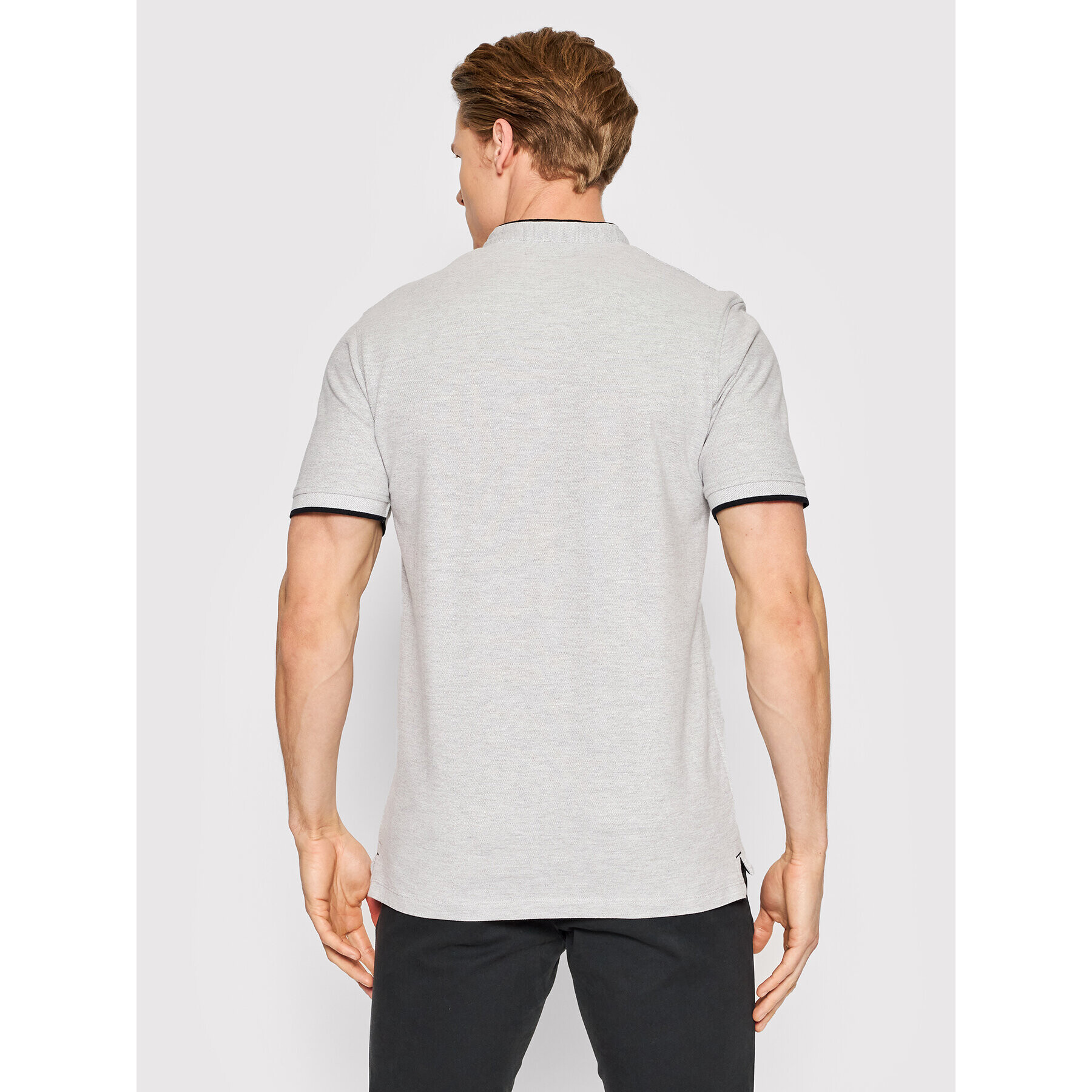 Jack&Jones Тениска с яка и копчета Paulos 12199711 Сив Regular Fit - Pepit.bg