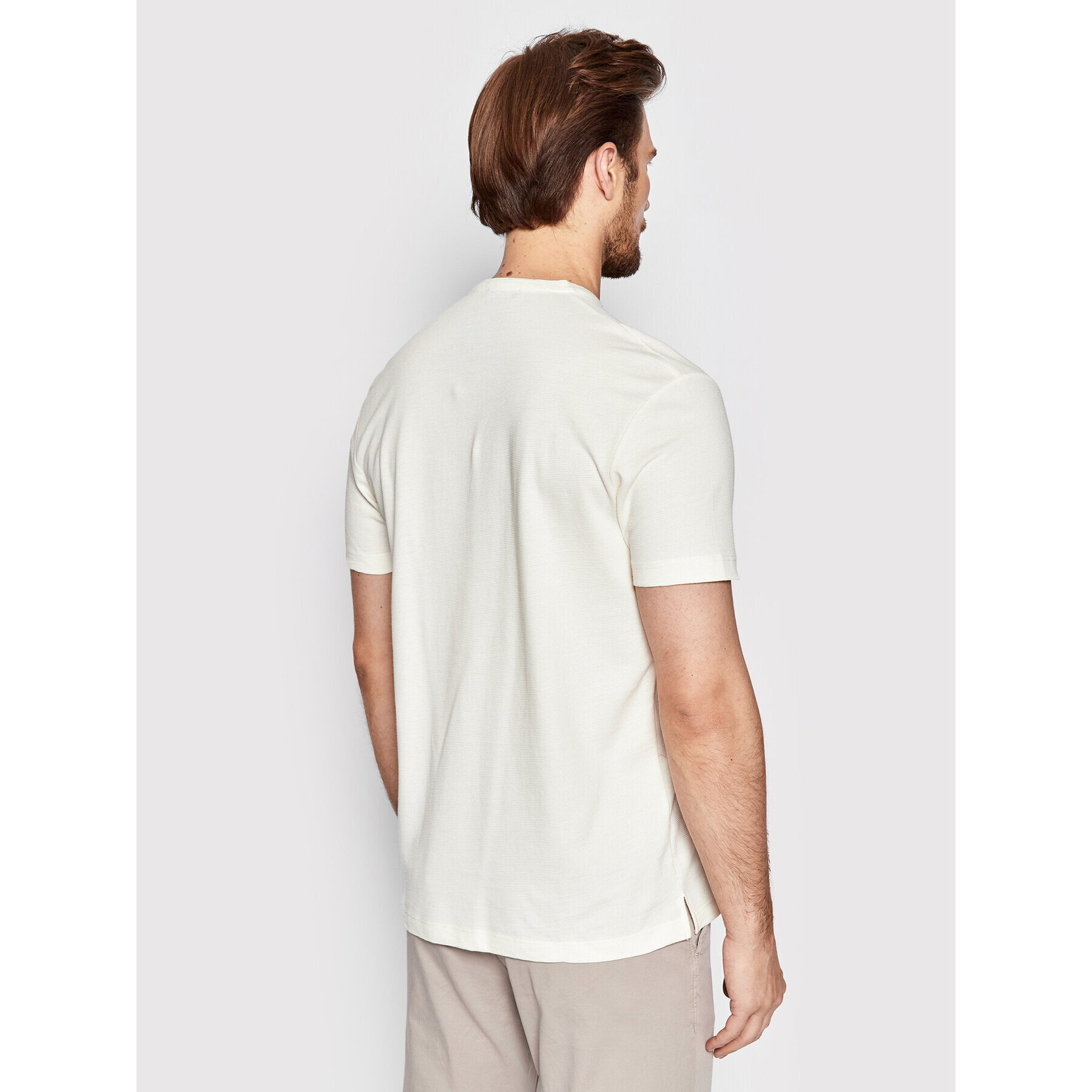 Jack&Jones PREMIUM Тениска с яка и копчета Structure 12213323 Бял Regular Fit - Pepit.bg