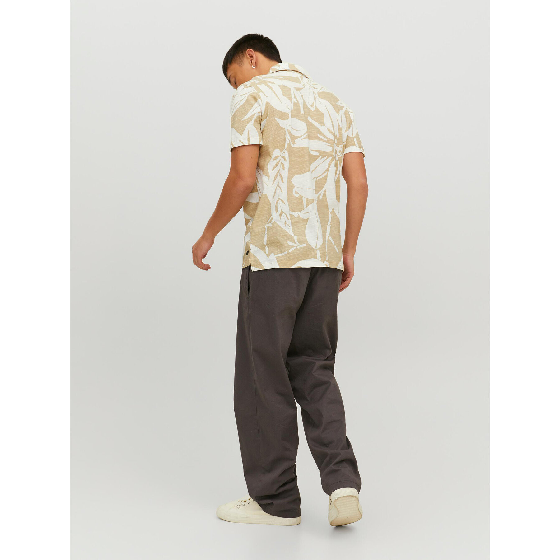 Jack&Jones Тениска с яка и копчета Tropic 12210827 Бежов Regular Fit - Pepit.bg