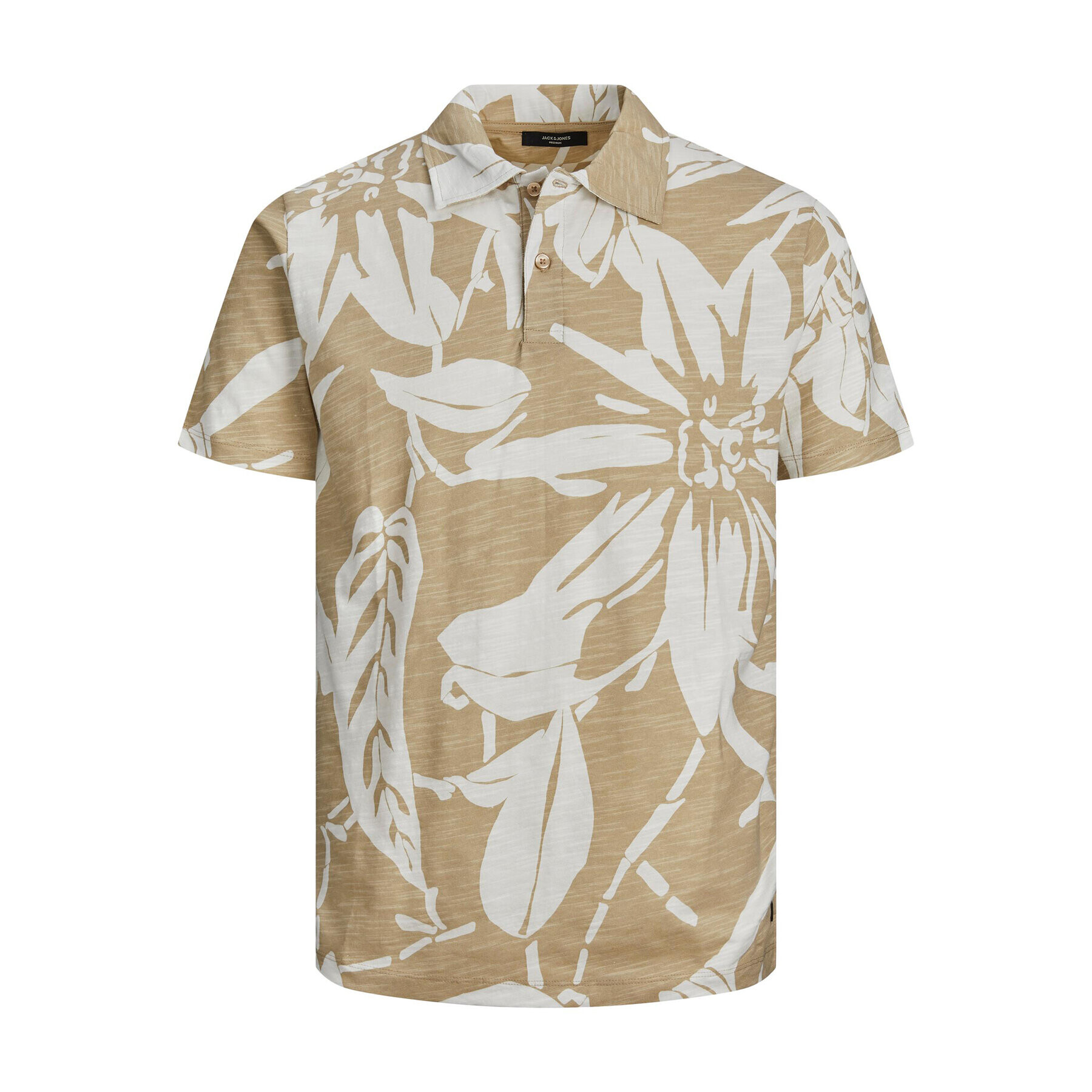 Jack&Jones Тениска с яка и копчета Tropic 12210827 Бежов Regular Fit - Pepit.bg