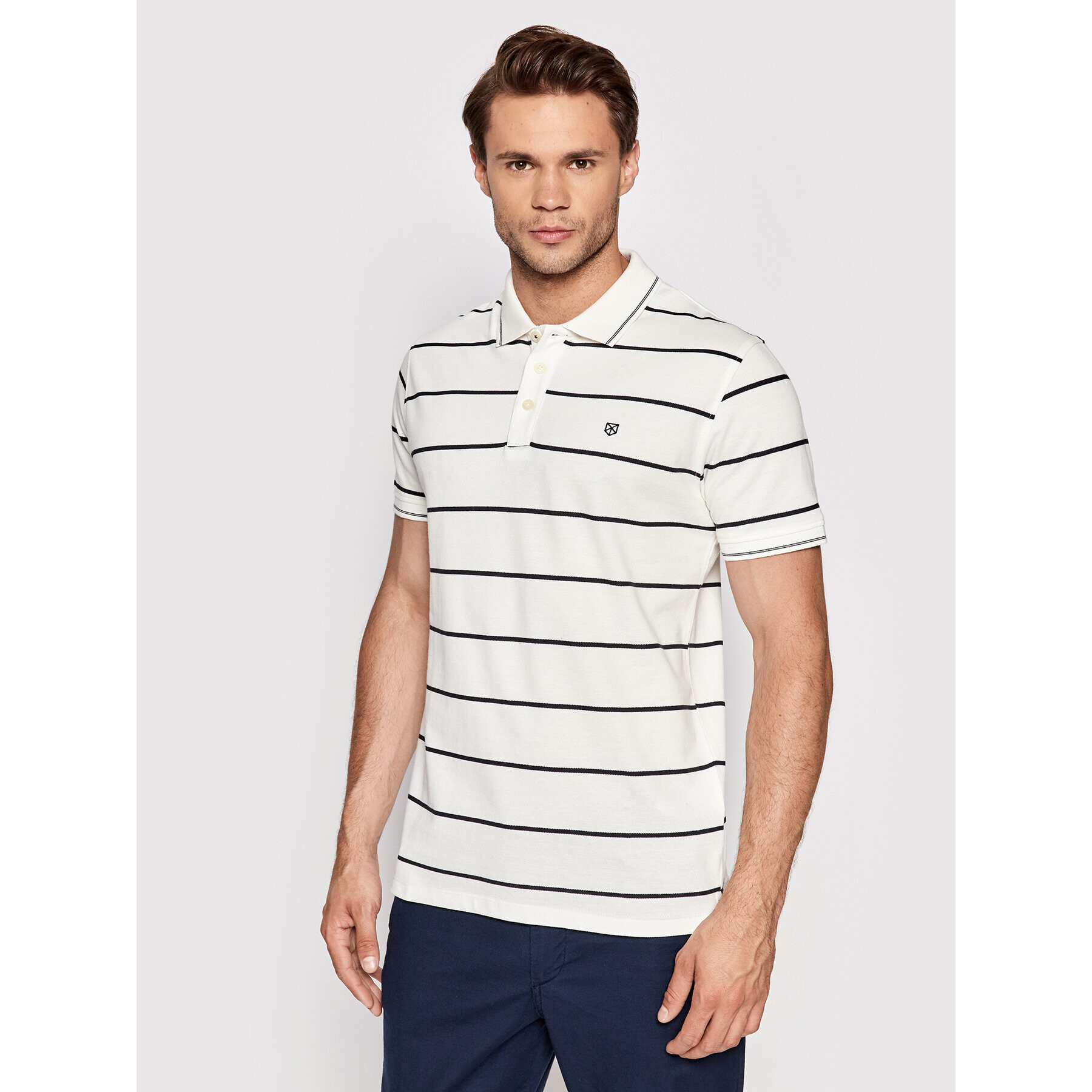 Jack&Jones Тениска с яка и копчета Win 12190262 Бял Regular Fit - Pepit.bg