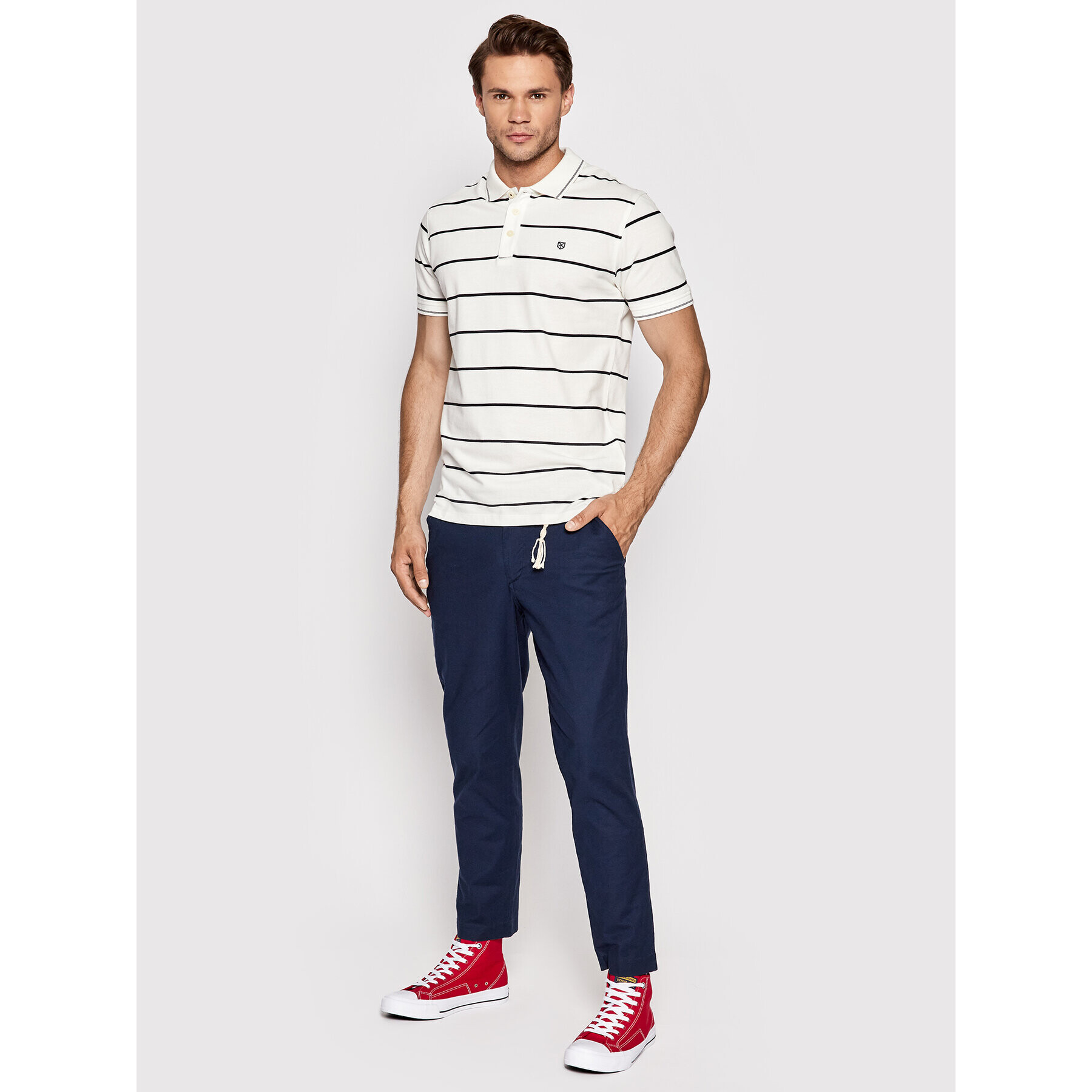 Jack&Jones Тениска с яка и копчета Win 12190262 Бял Regular Fit - Pepit.bg