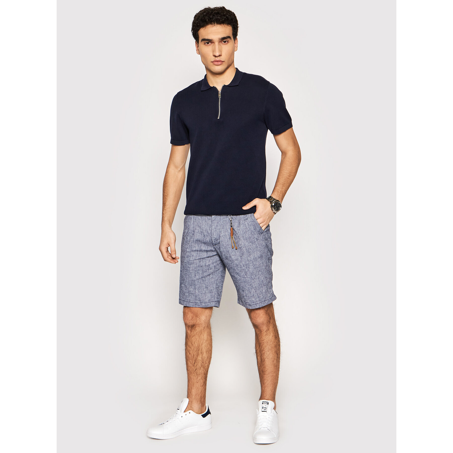 Jack&Jones PREMIUM Тениска с яка и копчета Blabowie 12187456 Тъмносин Regular Fit - Pepit.bg