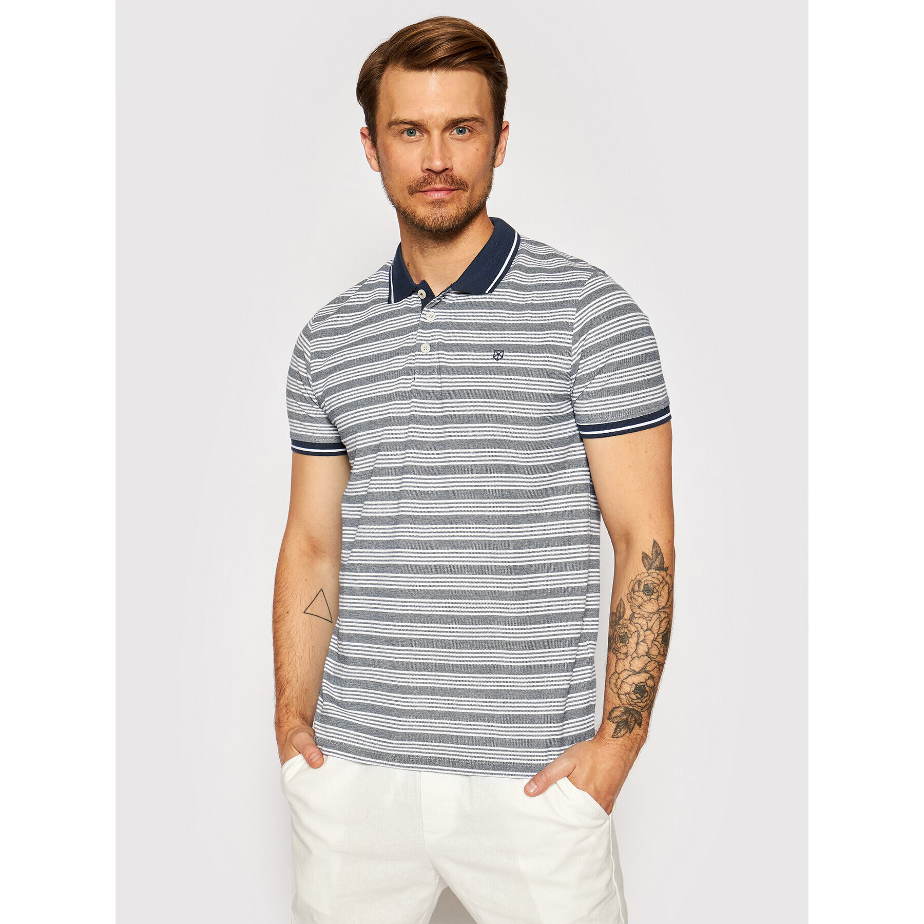 Jack&Jones Тениска с яка и копчета Bluwin 12190262 Тъмносин Regular Fit - Pepit.bg