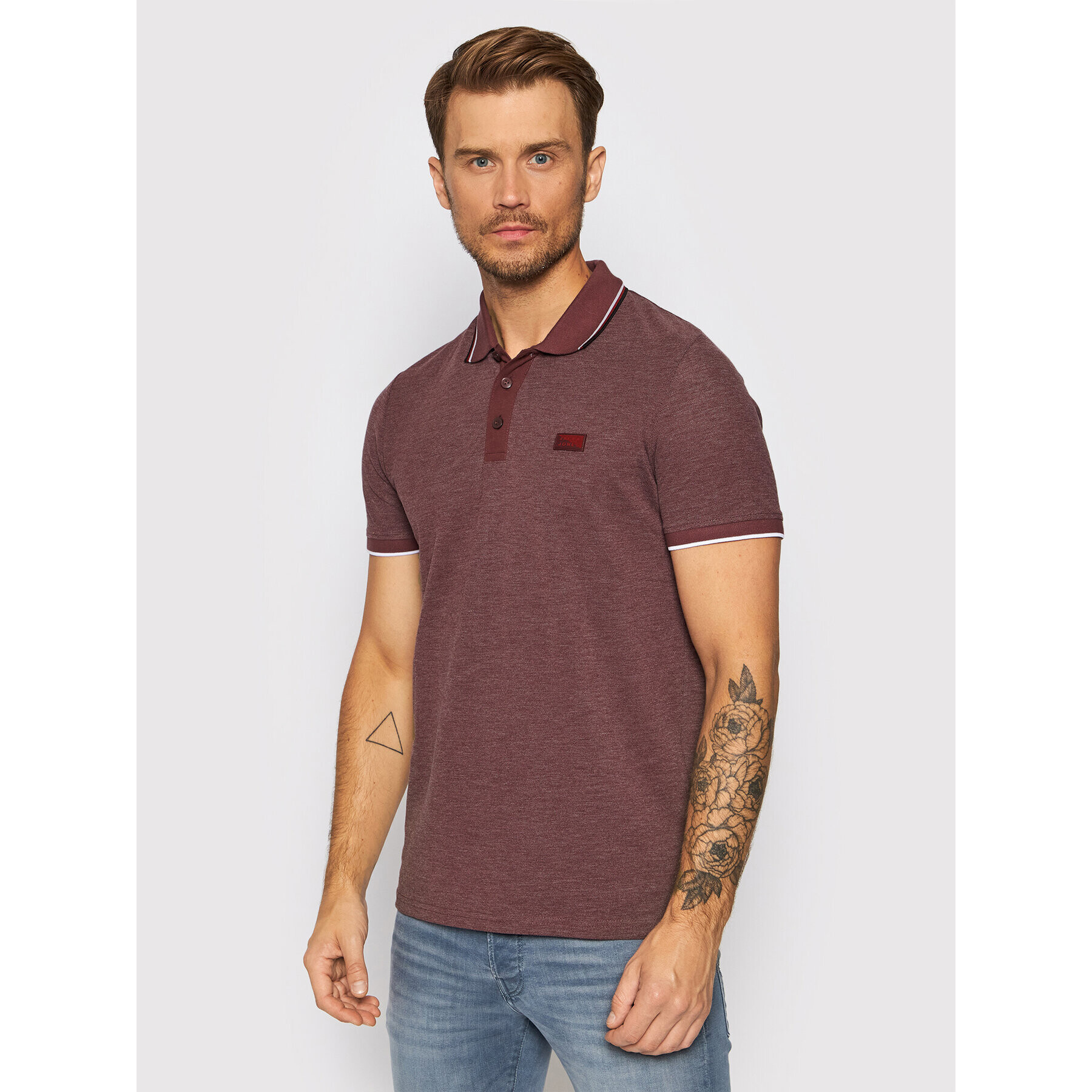 Jack&Jones Тениска с яка и копчета Charming 12187924 Бордо Regular Fit - Pepit.bg