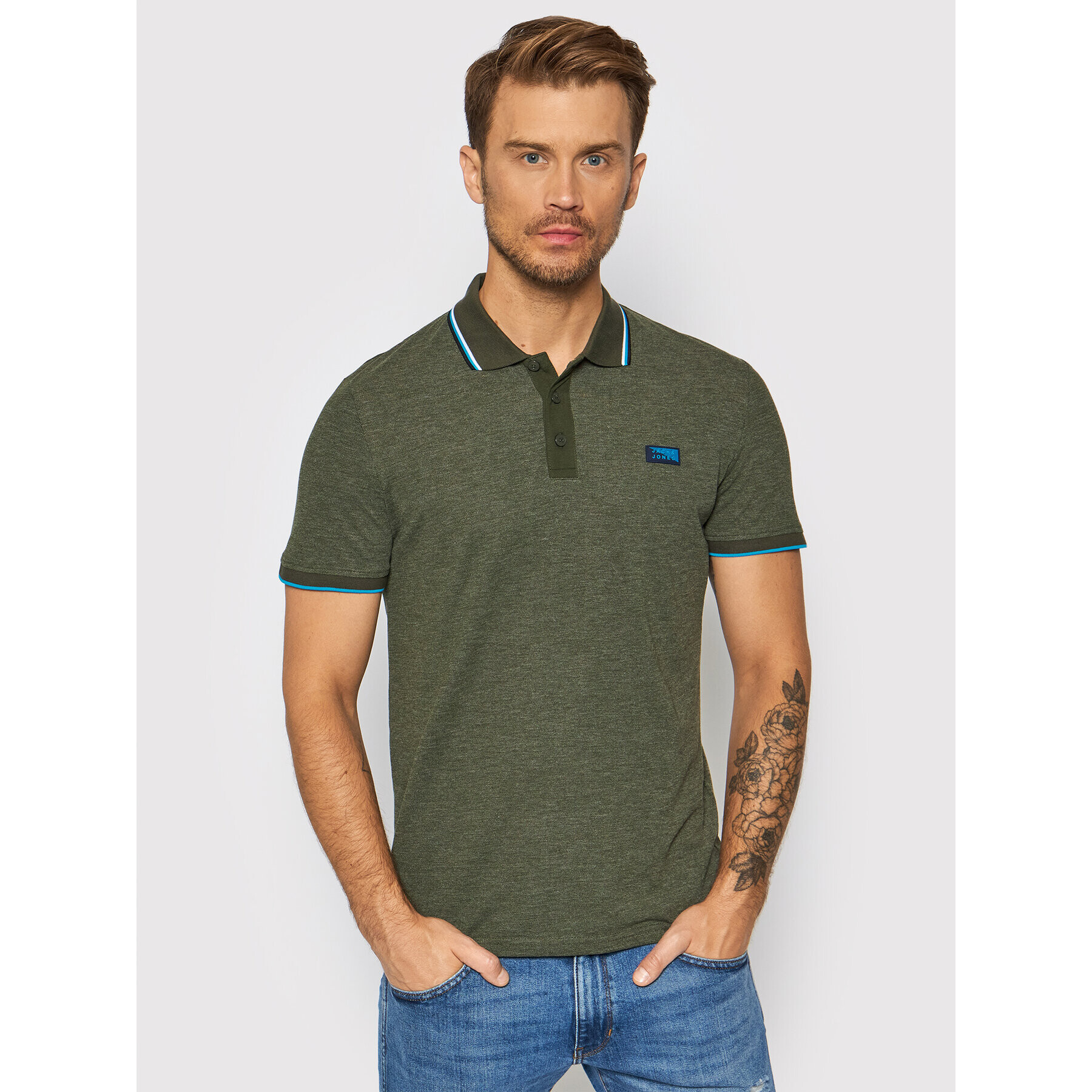 Jack&Jones Тениска с яка и копчета Charming 12187924 Зелен Regular Fit - Pepit.bg