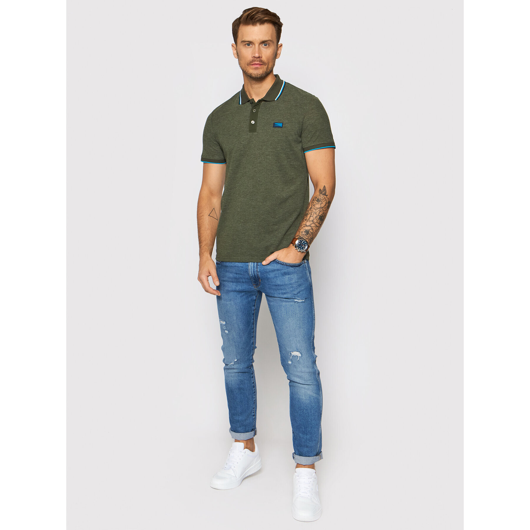 Jack&Jones Тениска с яка и копчета Charming 12187924 Зелен Regular Fit - Pepit.bg