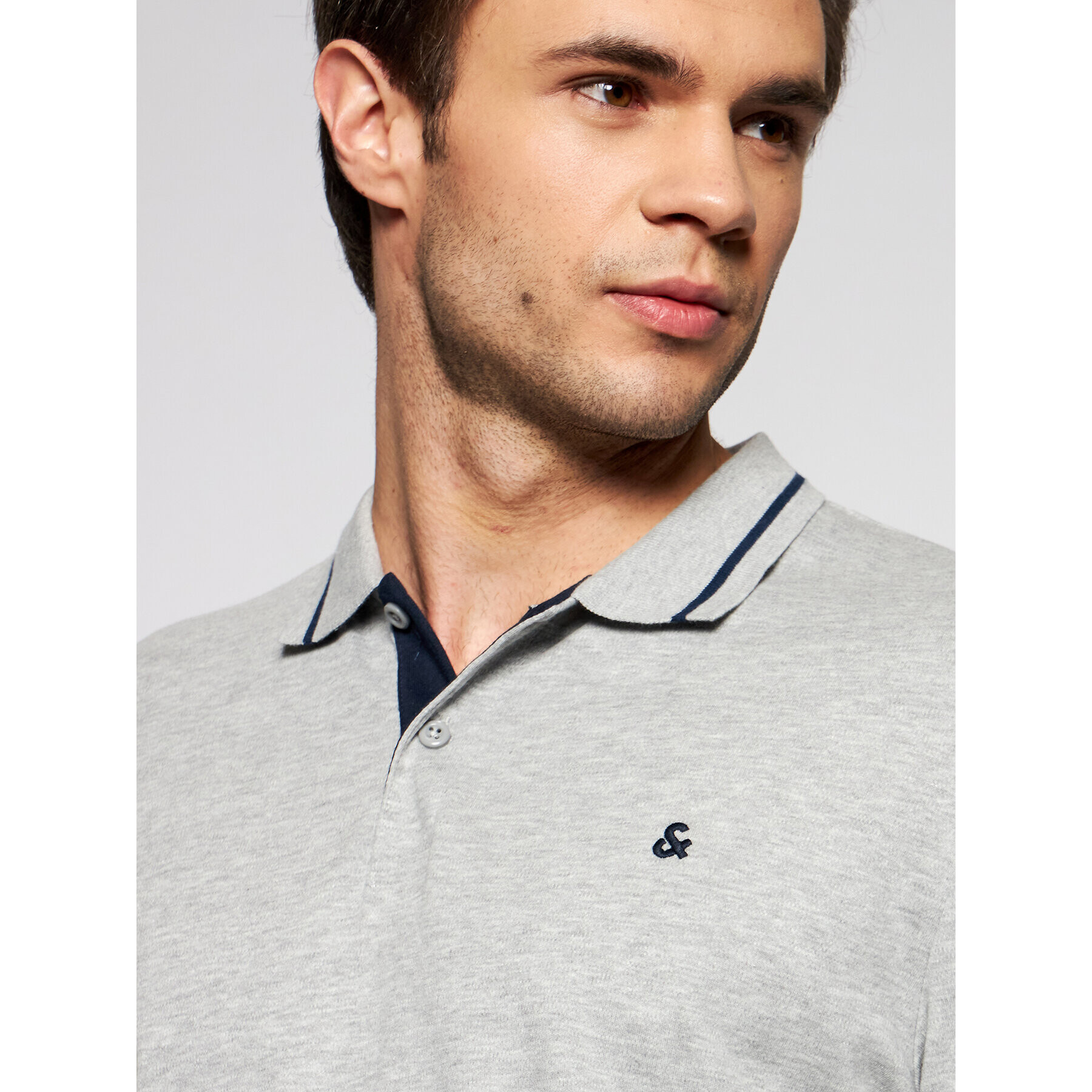 Jack&Jones Тениска с яка и копчета Jersey 12180891 Сив Regular Fit - Pepit.bg