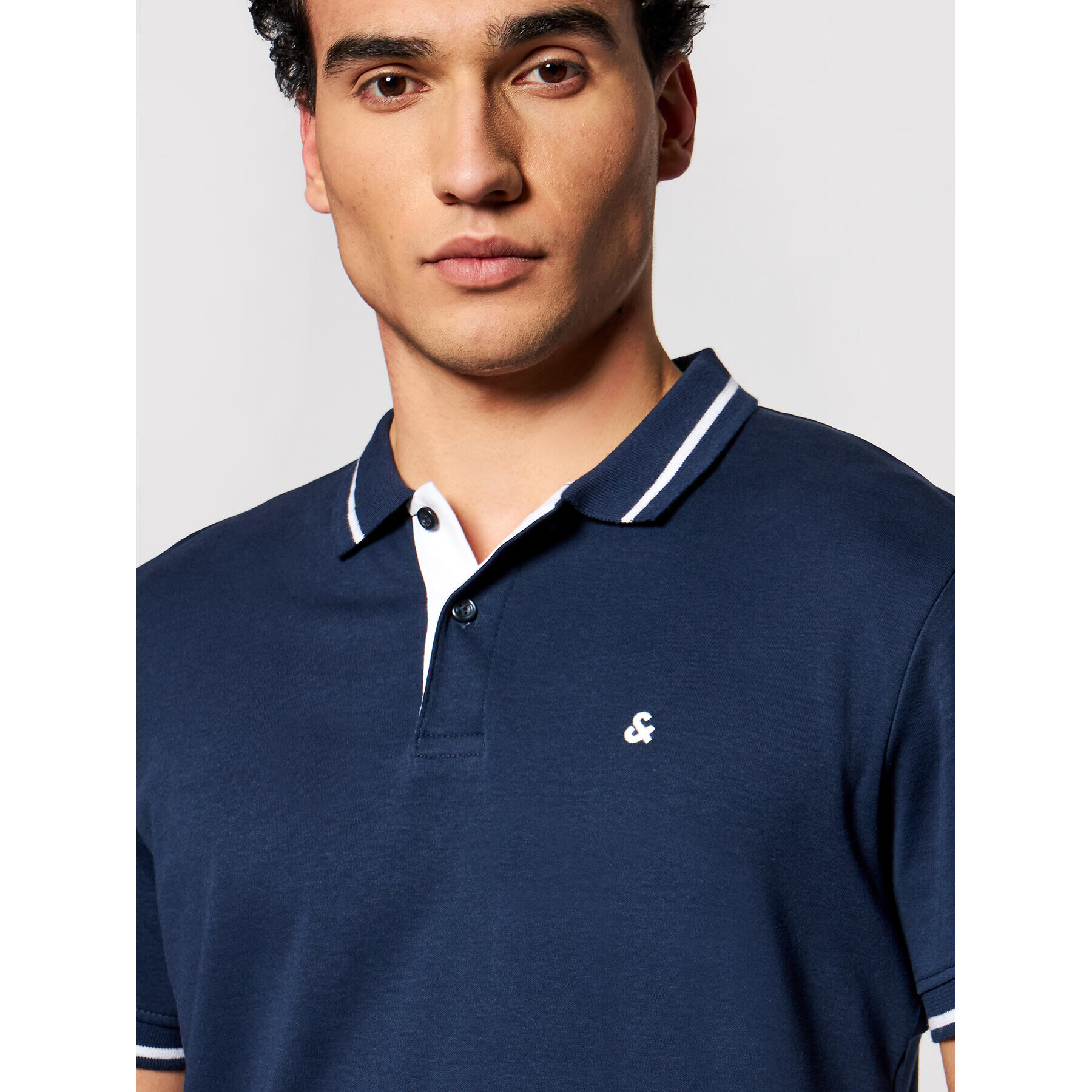 Jack&Jones Тениска с яка и копчета Jersey 12180891 Тъмносин Regular Fit - Pepit.bg