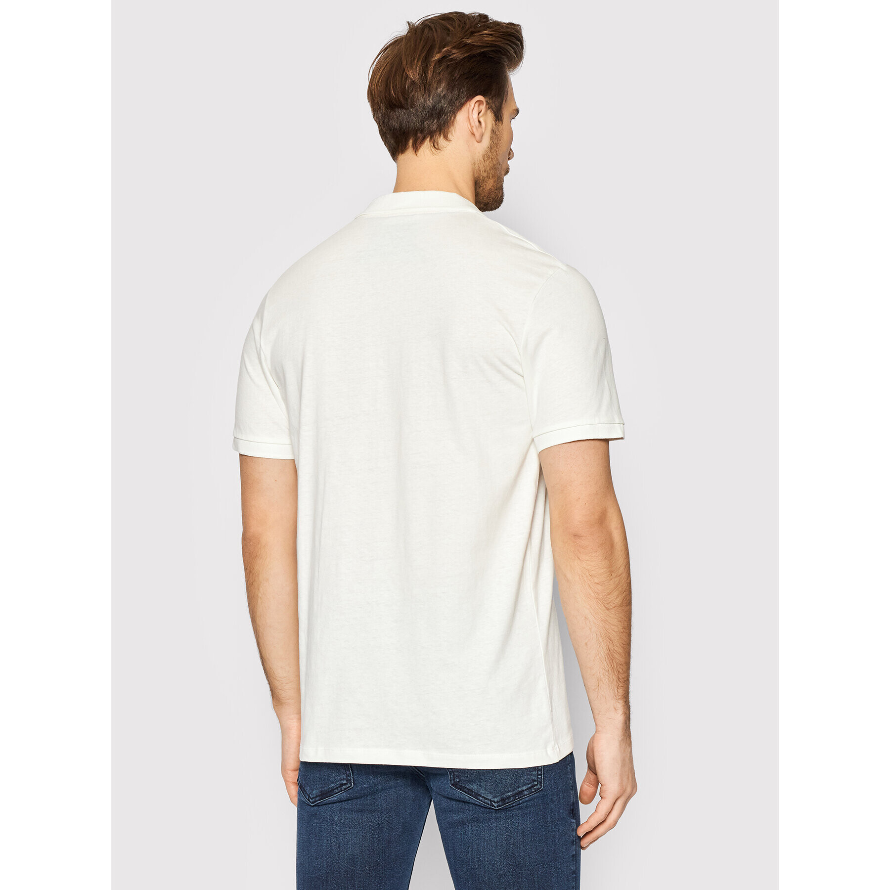 Jack&Jones Тениска с яка и копчета Linen Basic 12199714 Бял Regular Fit - Pepit.bg