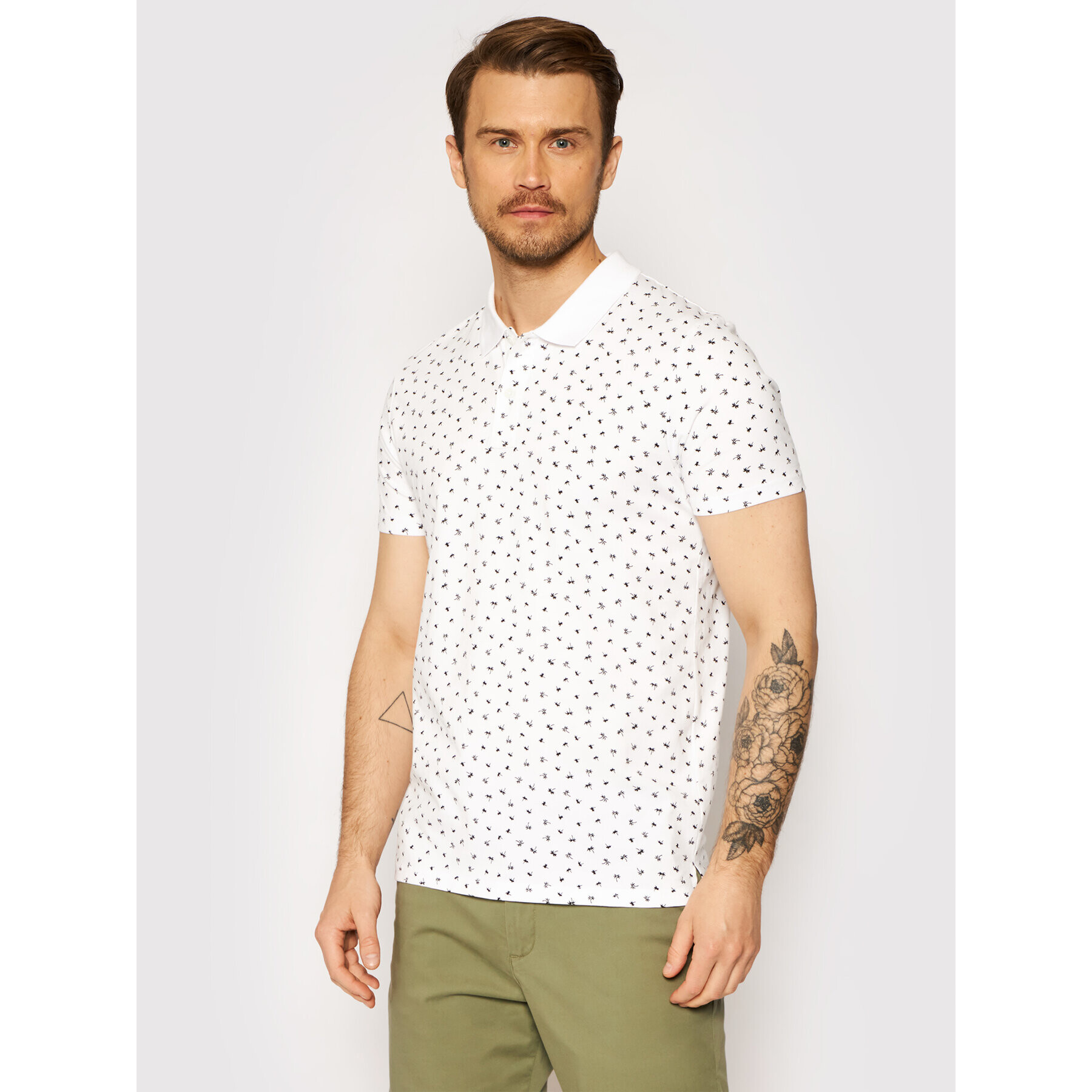 Jack&Jones Тениска с яка и копчета Minimal 12182881 Бял Regular Fit - Pepit.bg