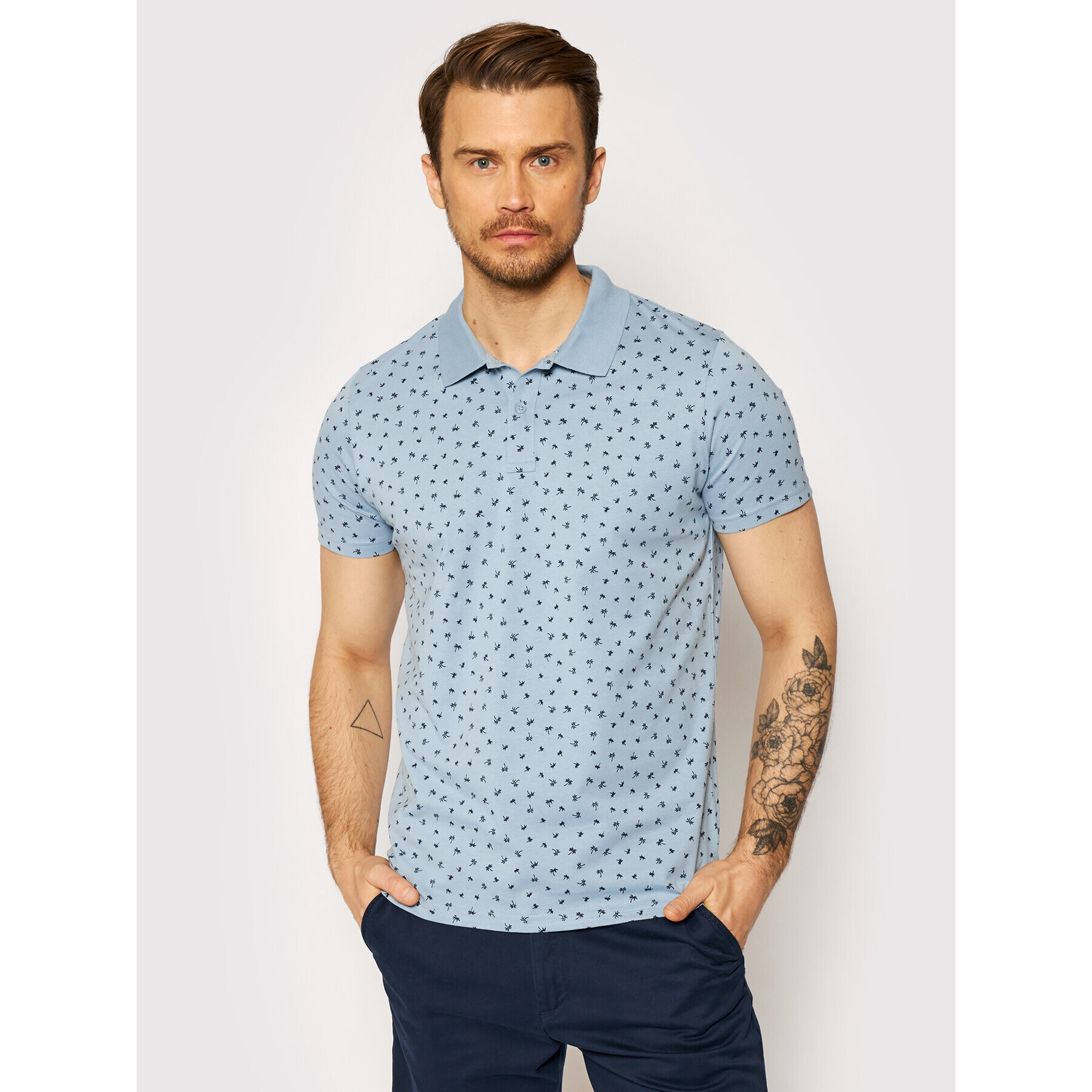 Jack&Jones Тениска с яка и копчета Minimal 12182881 Син Regular Fit - Pepit.bg