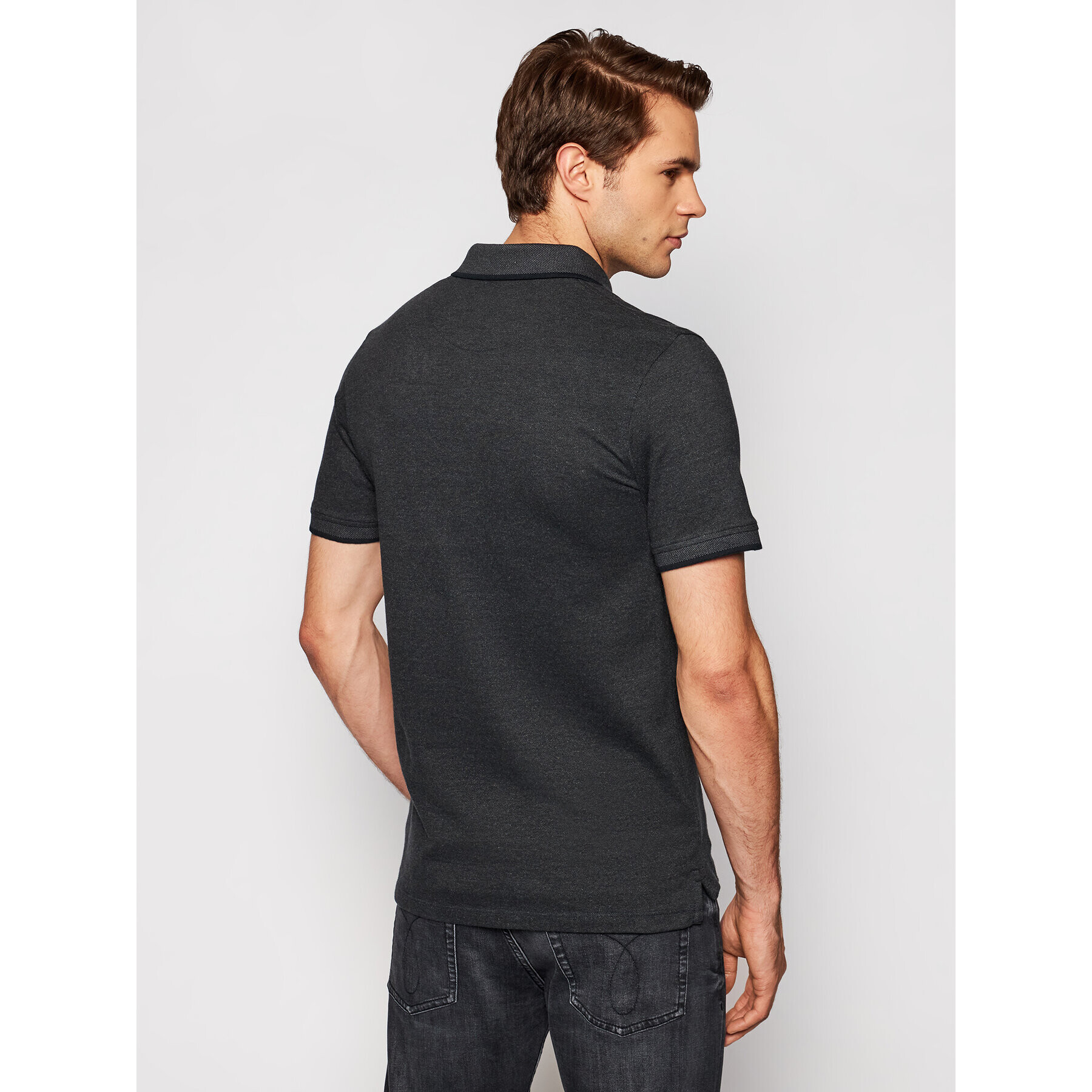 Jack&Jones Тениска с яка и копчета Paulos 12136668 Черен Slim Fit - Pepit.bg