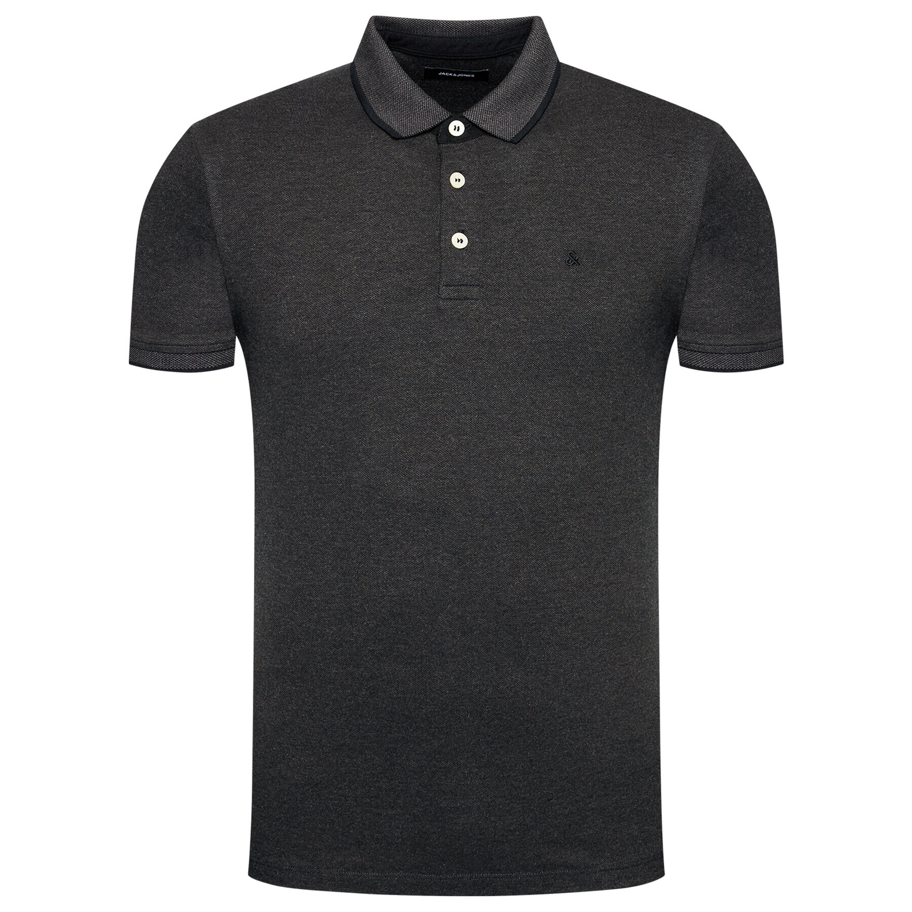 Jack&Jones Тениска с яка и копчета Paulos 12136668 Черен Slim Fit - Pepit.bg