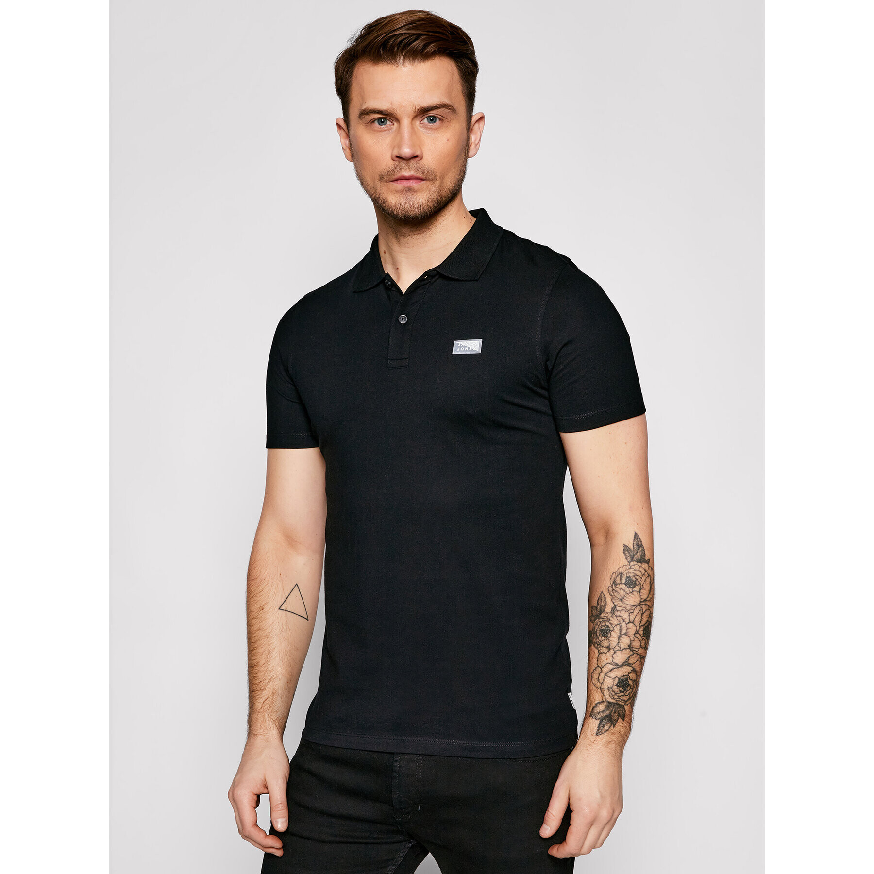 Jack&Jones Тениска с яка и копчета Schultz Turk 12185064 Черен Slim Fitq - Pepit.bg