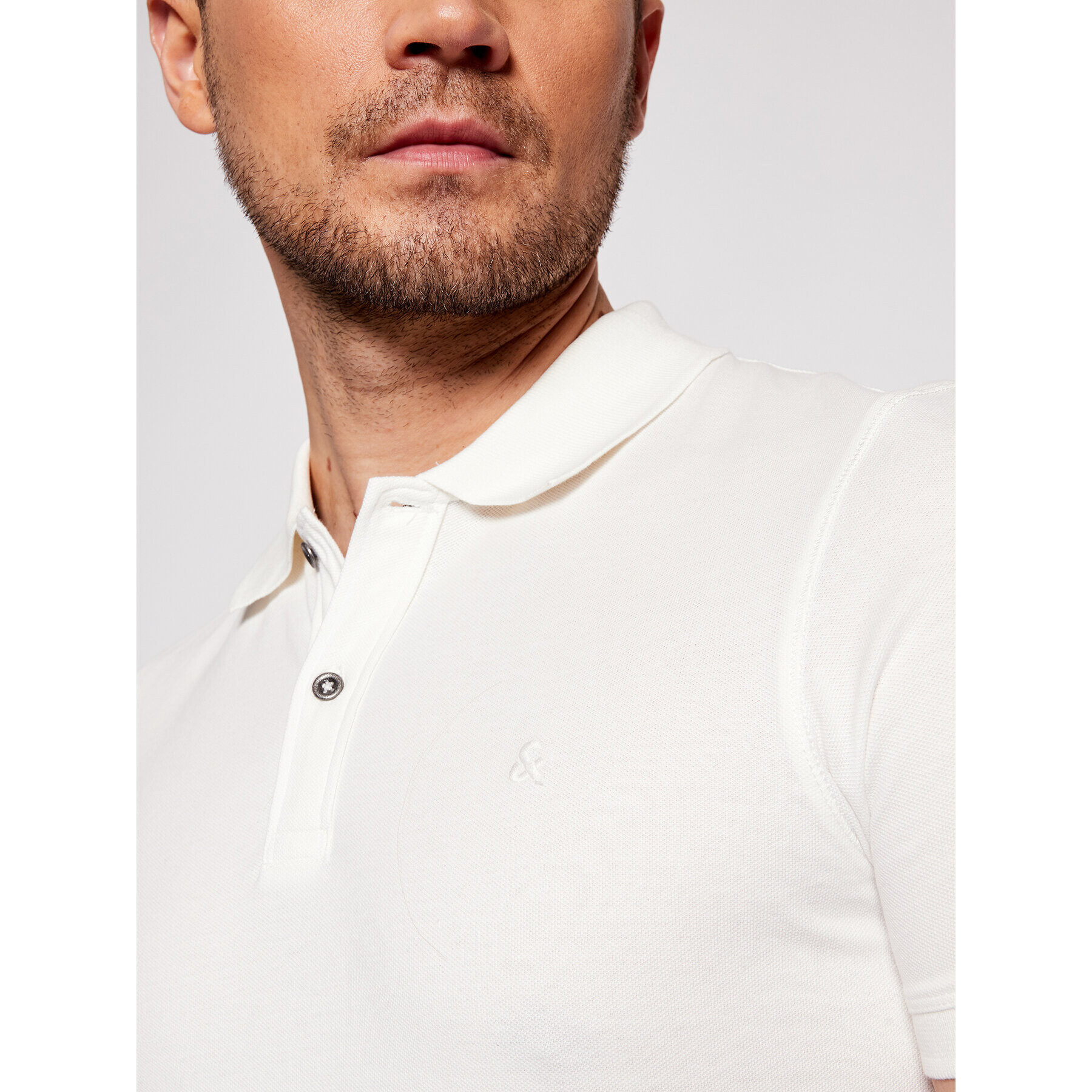 Jack&Jones Тениска с яка и копчета Washed Polo 12180890 Бял Slim Fit - Pepit.bg