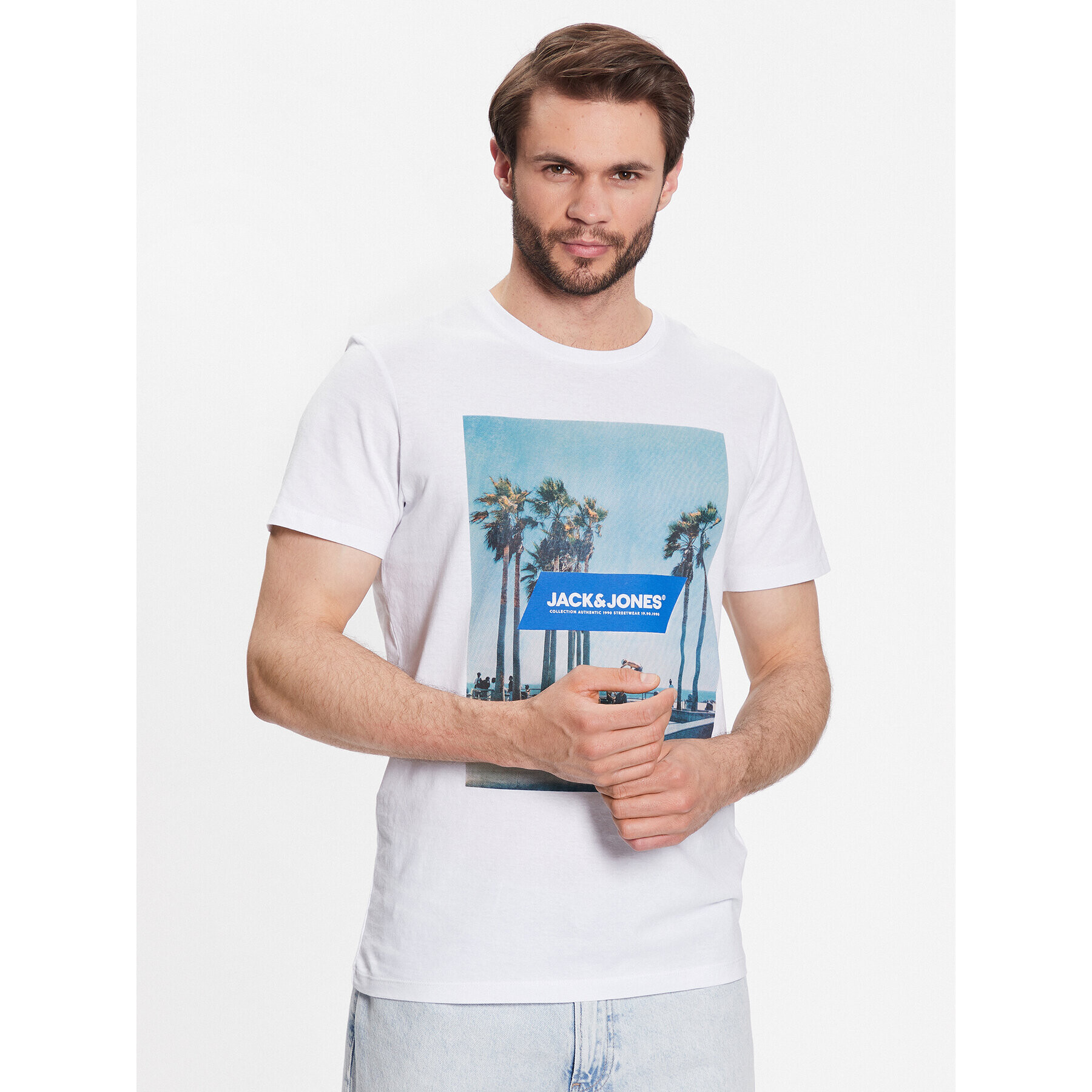 Jack&Jones Тишърт Gem 12221007 Бял Regular Fit - Pepit.bg