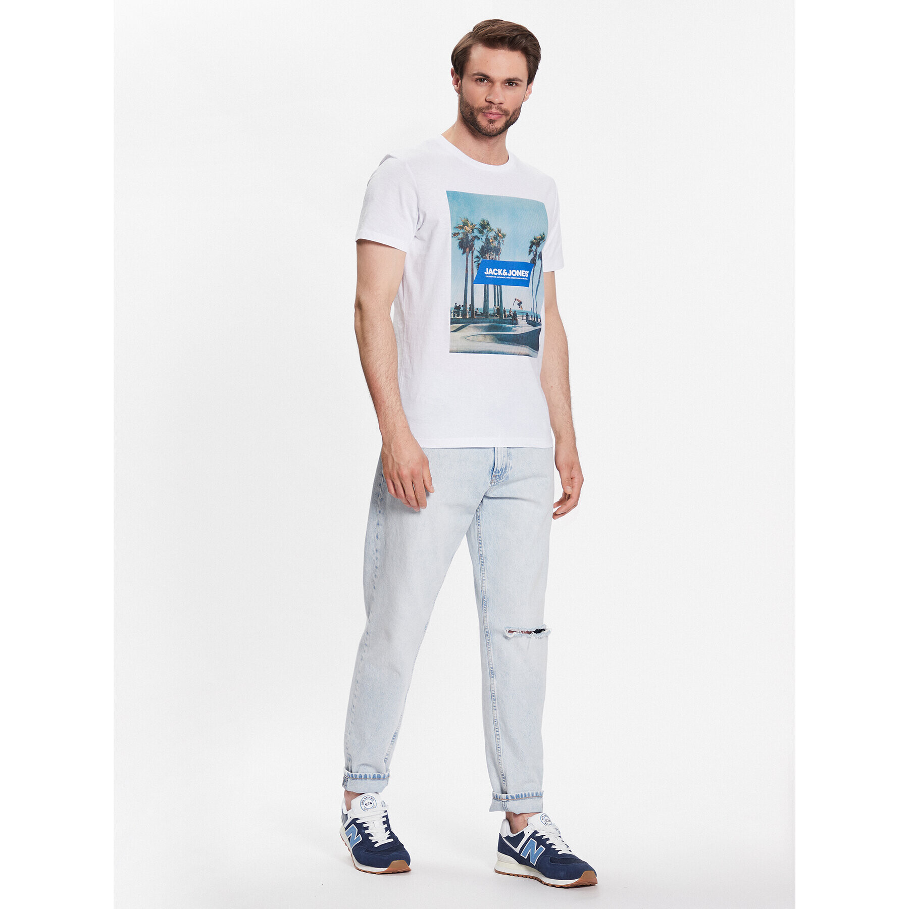 Jack&Jones Тишърт Gem 12221007 Бял Regular Fit - Pepit.bg
