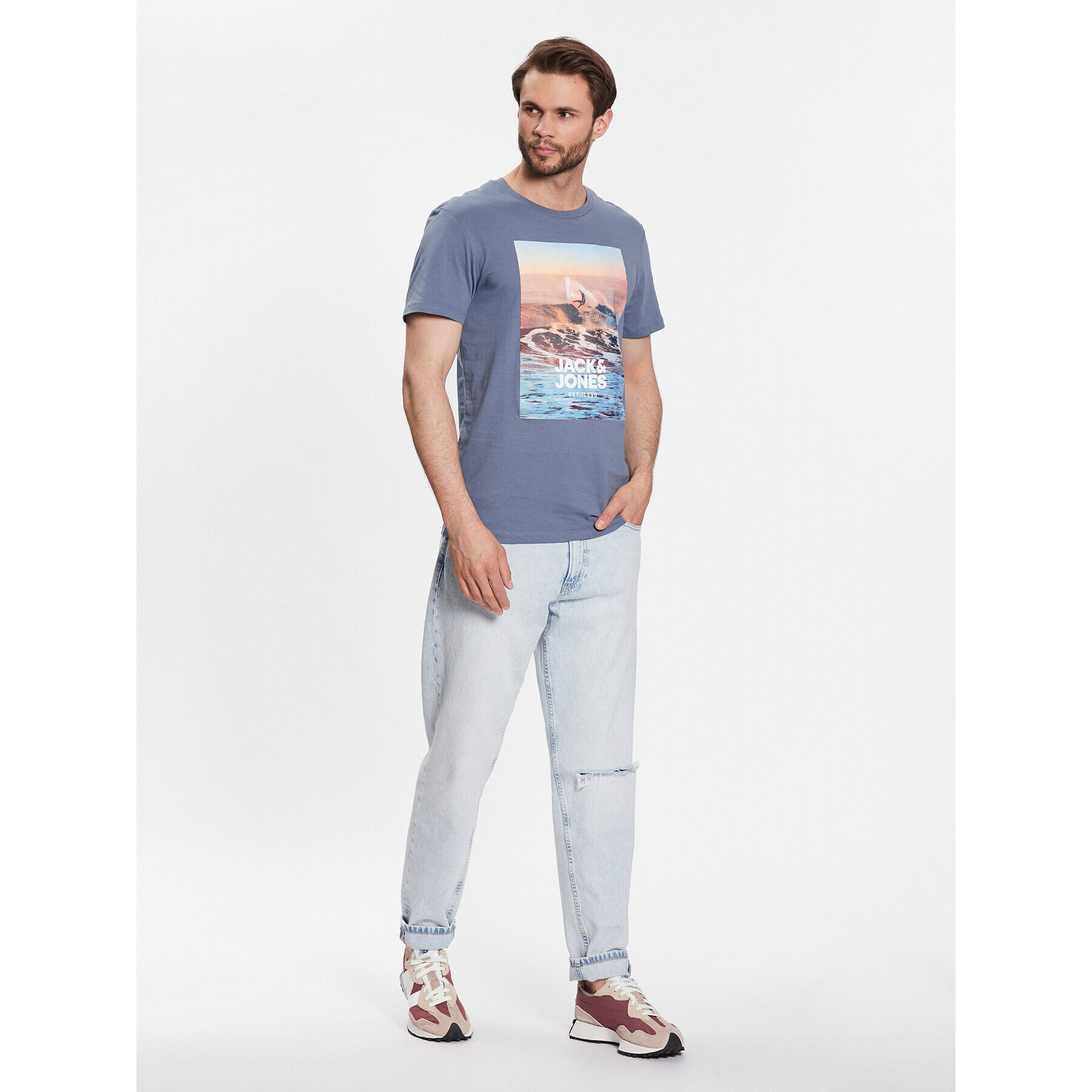 Jack&Jones Тишърт Gem 12221007 Син Regular Fit - Pepit.bg